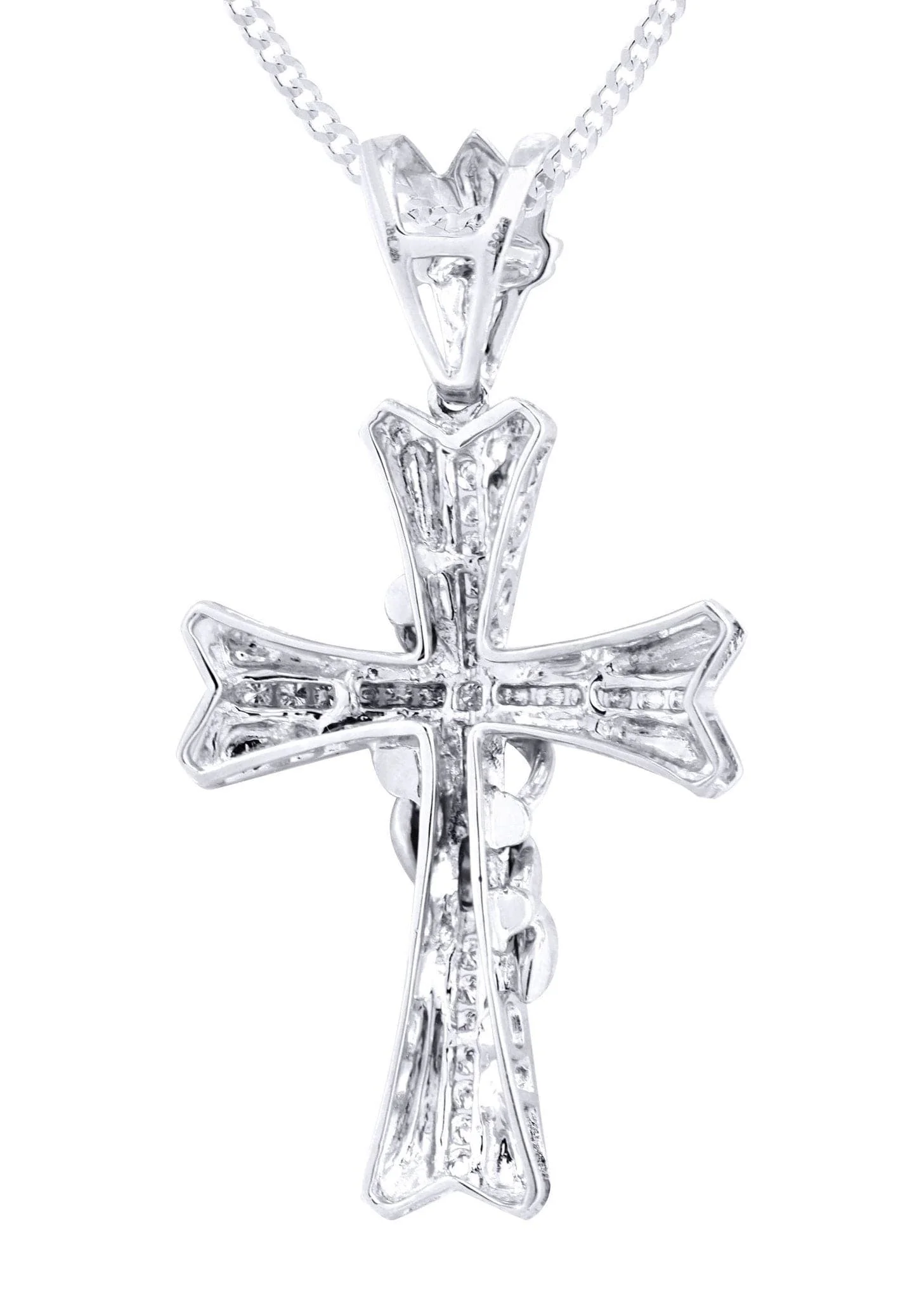 14K White Gold Diamond Cross Necklace  | 0.46 Carats - Image 3