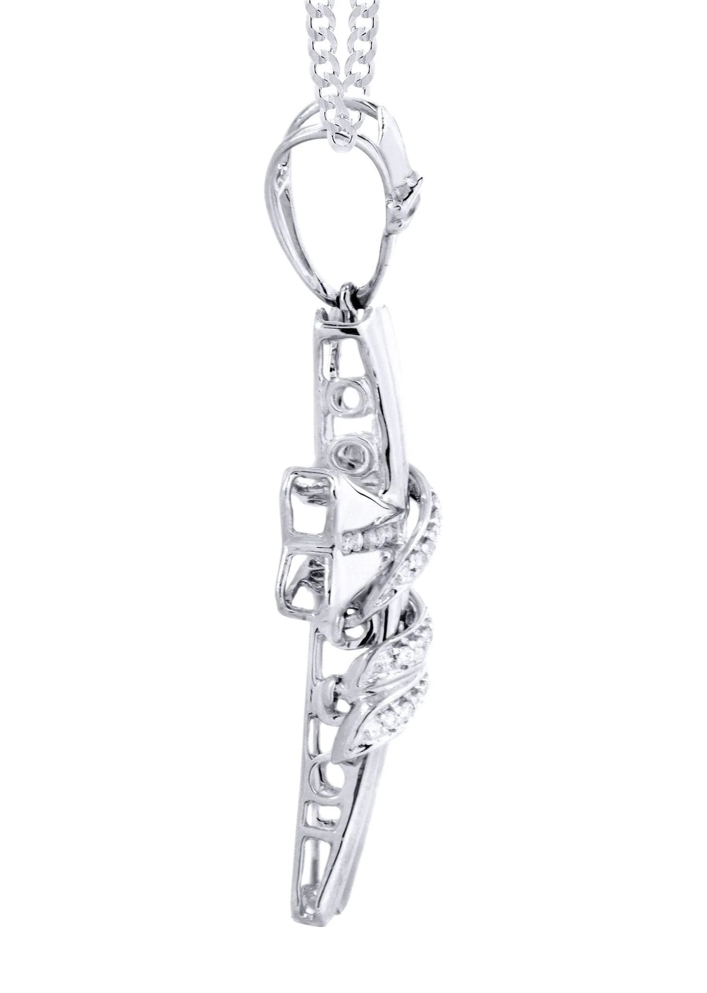 14K White Gold Diamond Cross Necklace  | 0.46 Carats - Image 4