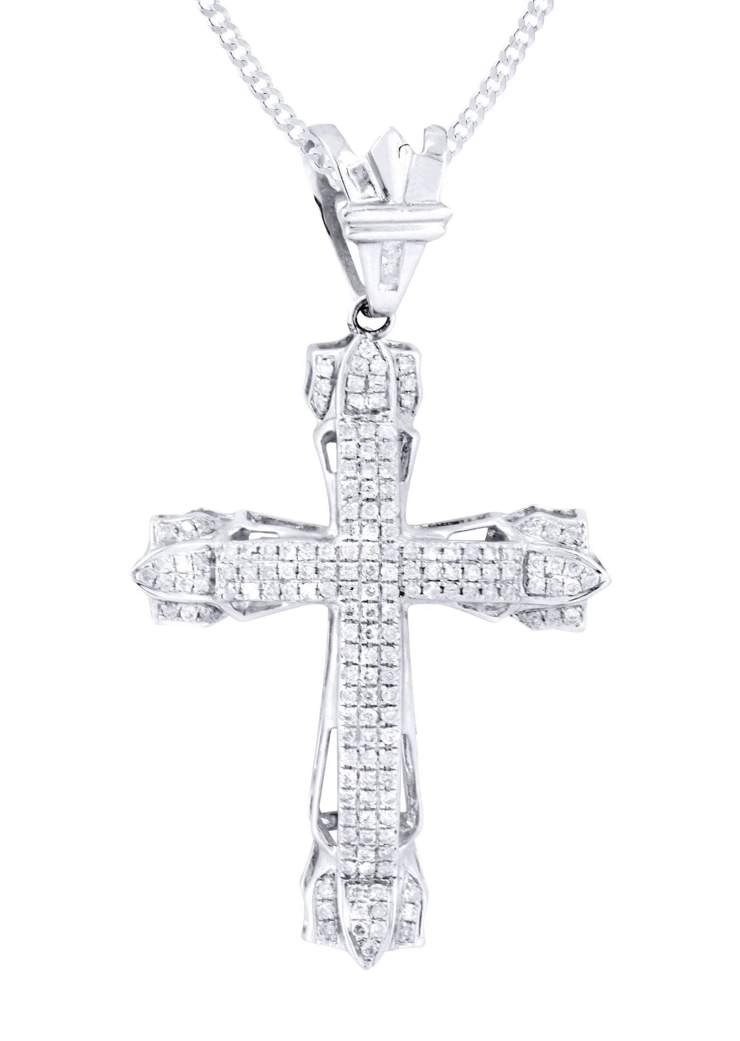 14K White Gold Diamond Cross Necklace  | 0.72 Carats - Image 2