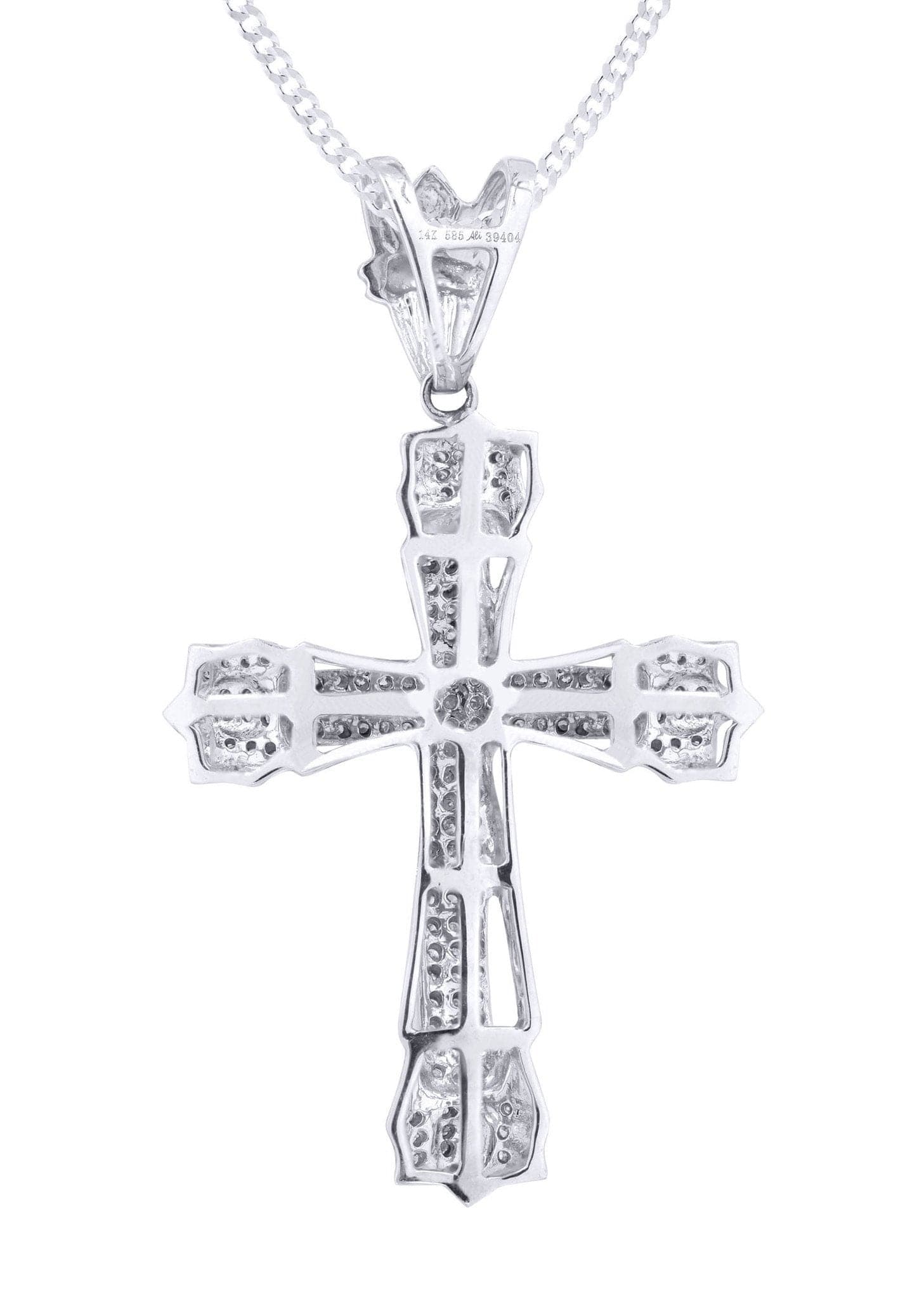 14K White Gold Diamond Cross Necklace  | 0.72 Carats - Image 3