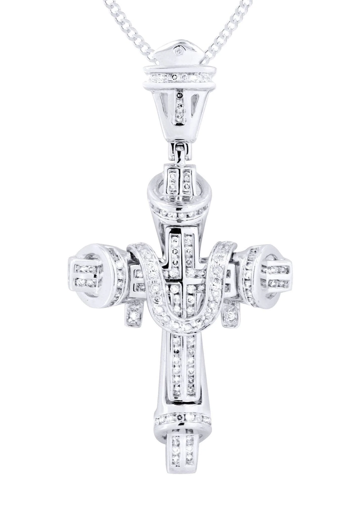 14K White Gold Diamond Cross Necklace  | 0.78 Carats - Image 2