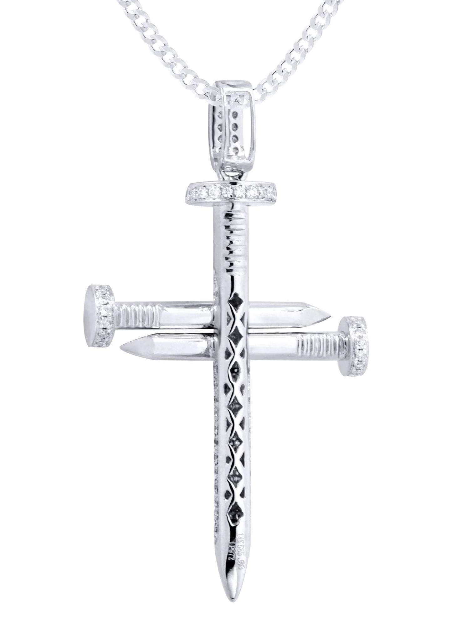 14K White Gold Diamond Cross Necklace  | 0.81 Carats - Image 2