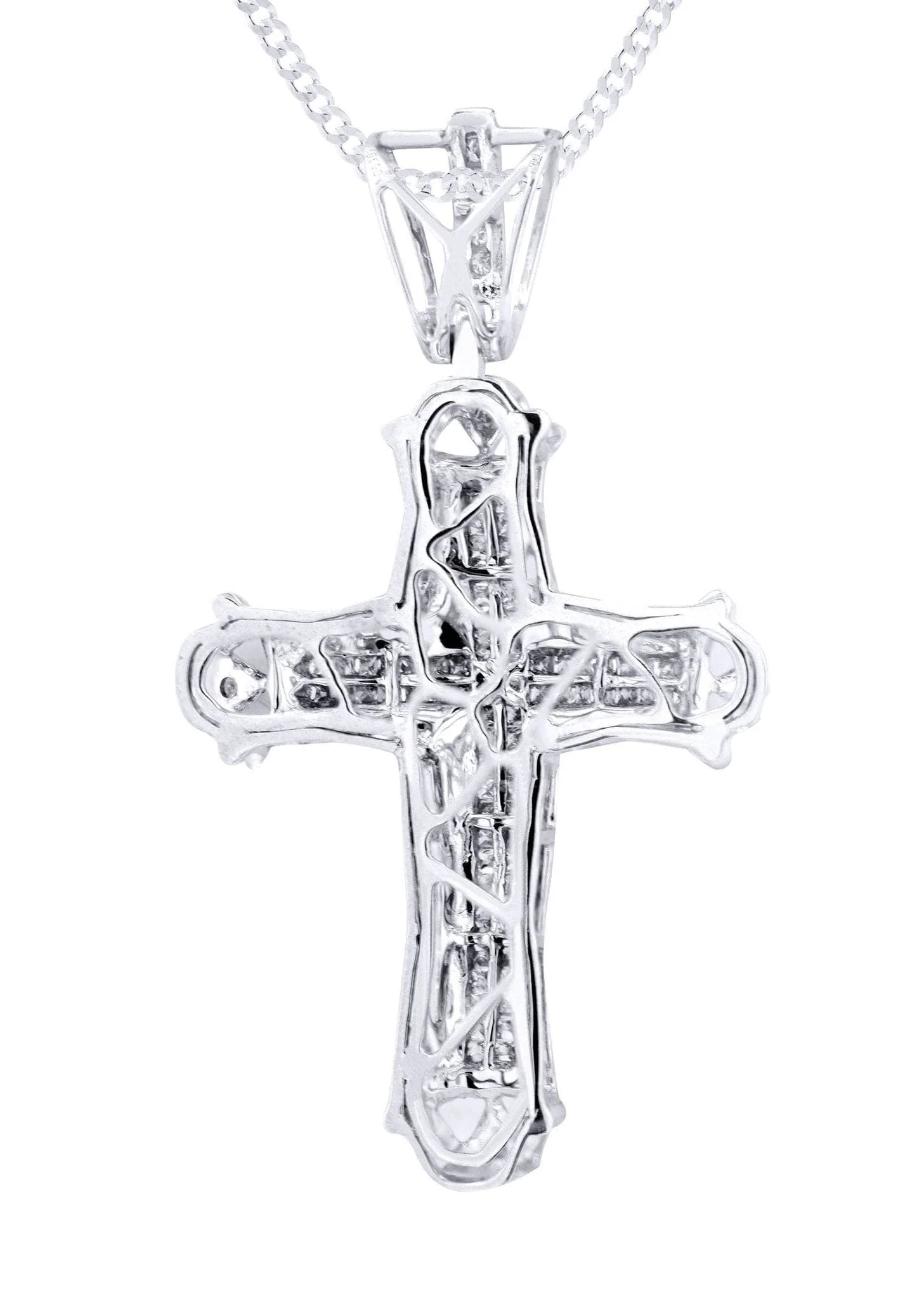 14K White Gold Diamond Cross Necklace  | 0.94 Carats - Image 3