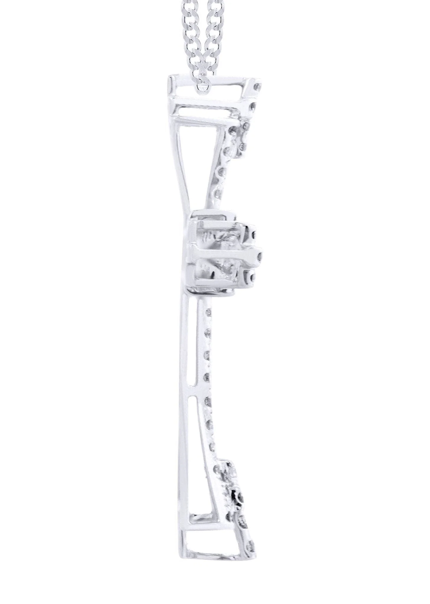 14K White Gold Diamond Cross Necklace  | 1.08 Carats - Image 4