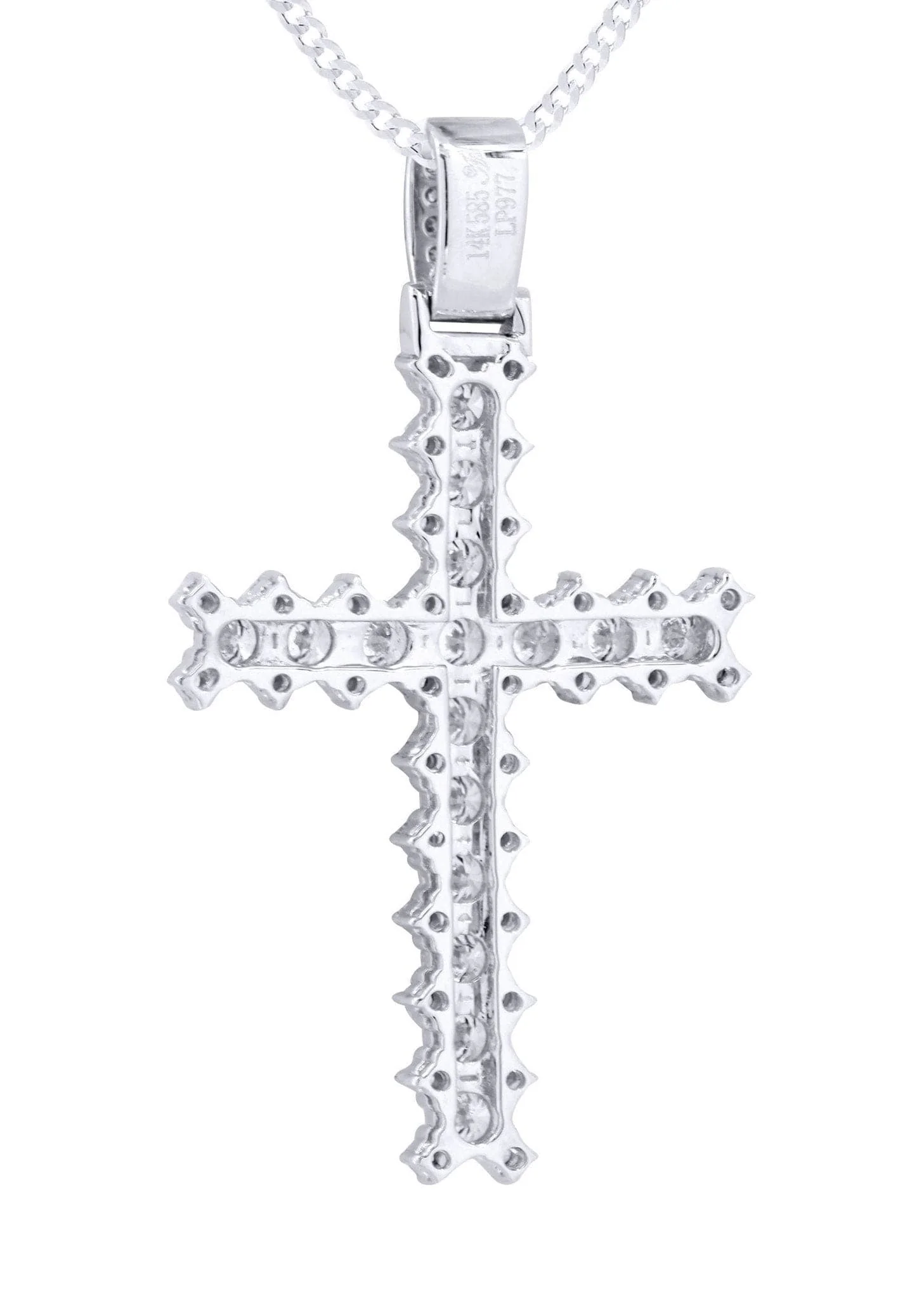 14K White Gold Diamond Cross Necklace  | 1.86 Carats - Image 3