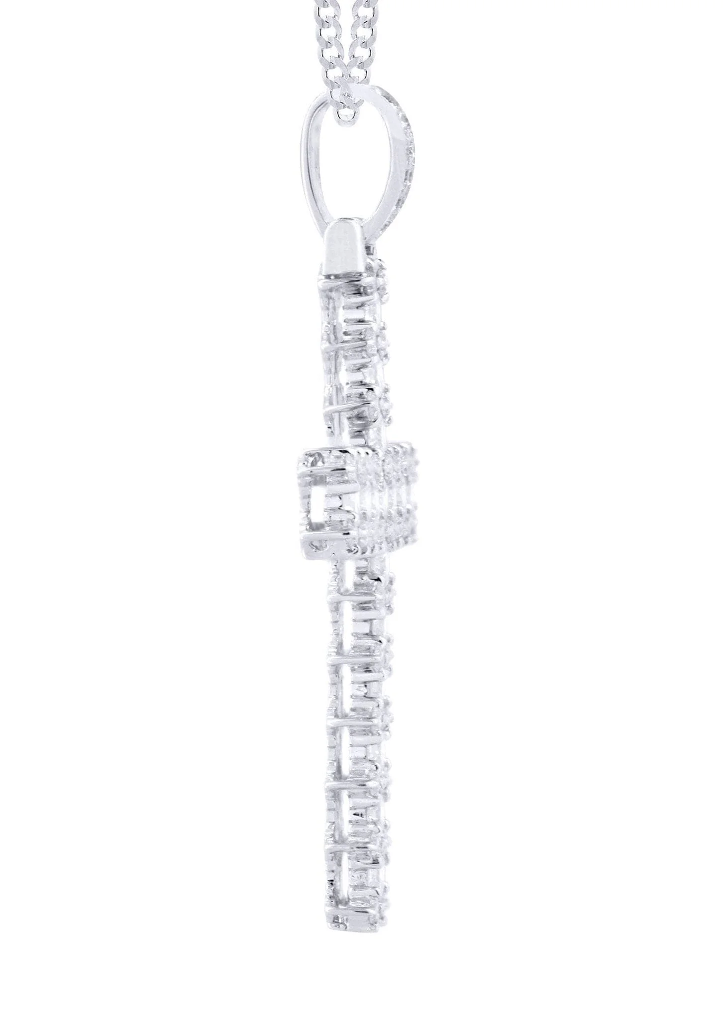 14K White Gold Diamond Cross Necklace  | 1.86 Carats - Image 4