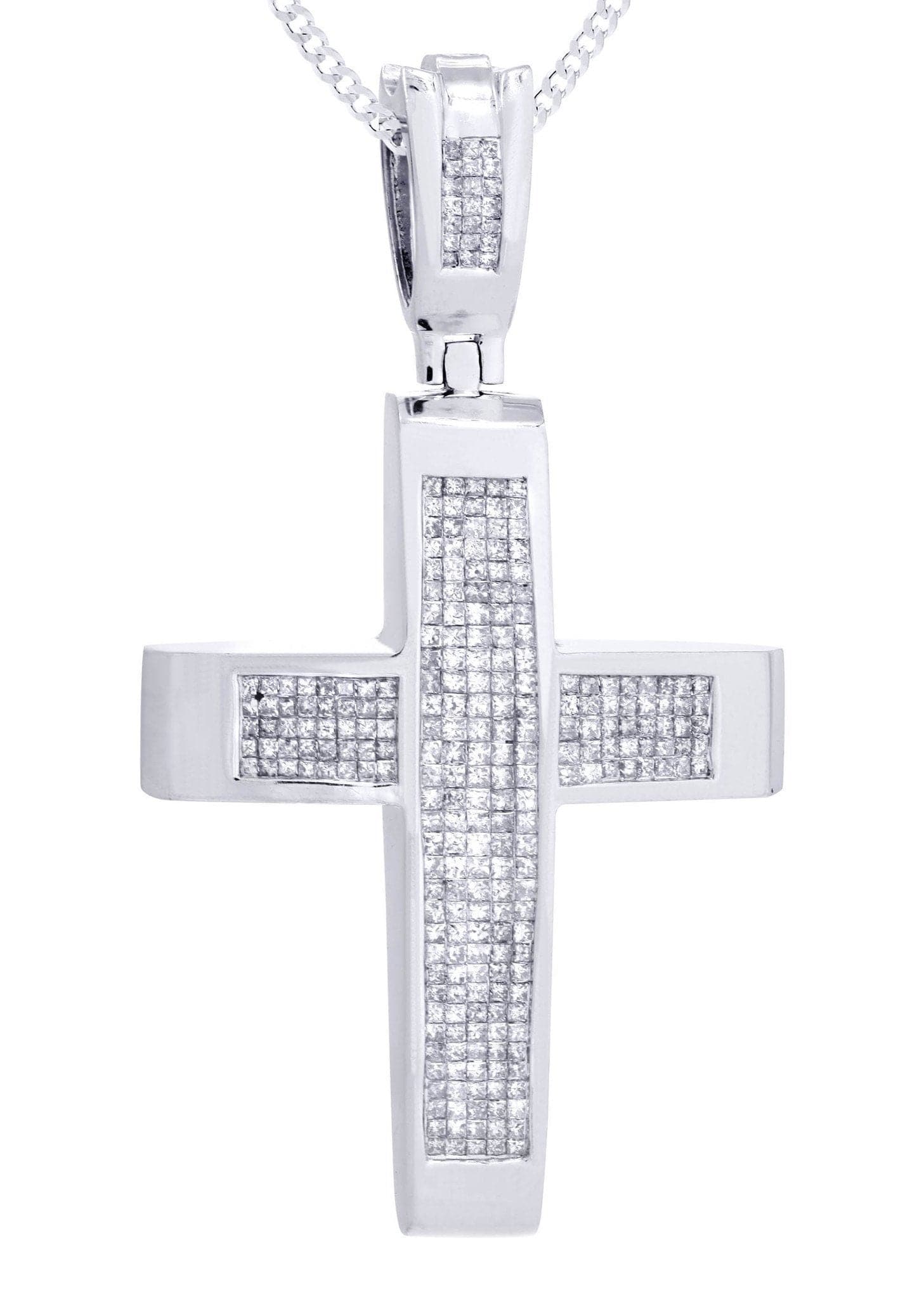 14 White Gold Diamond Cross Necklace  | 10 Carats - Image 2