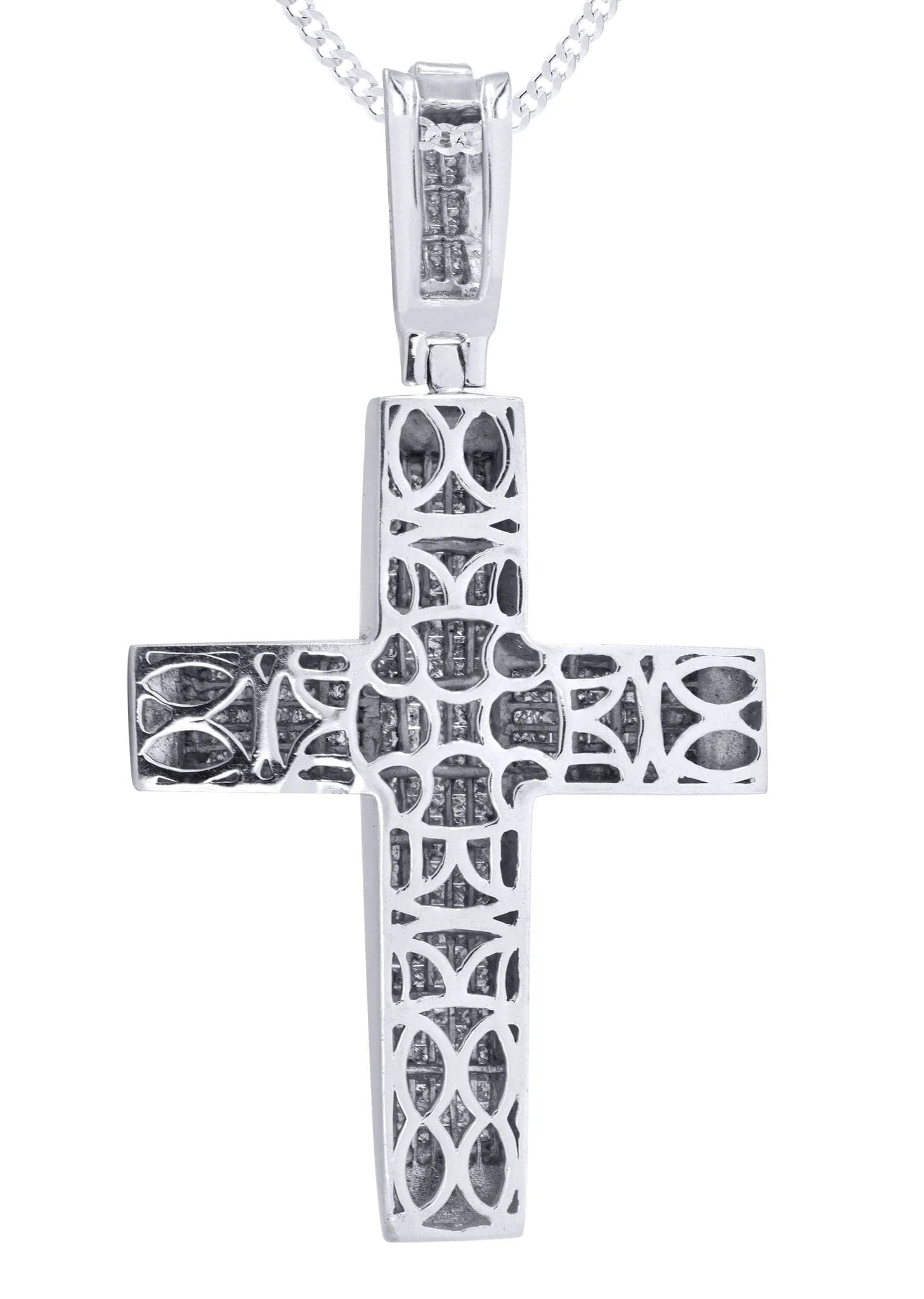 14 White Gold Diamond Cross Necklace  | 10 Carats - Image 3