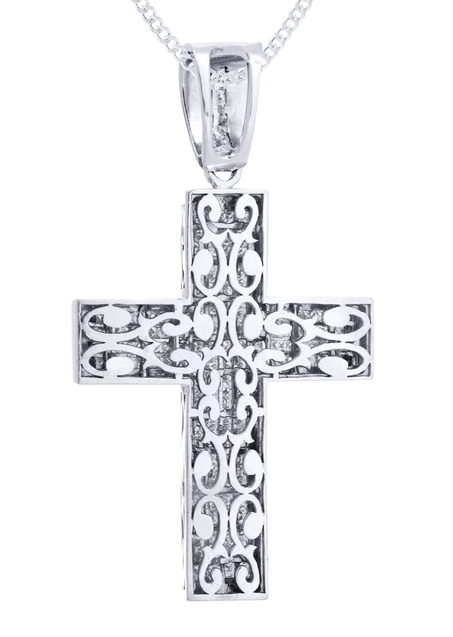 14 White Gold Diamond Cross Necklace  | 11.25 Carats - Image 3
