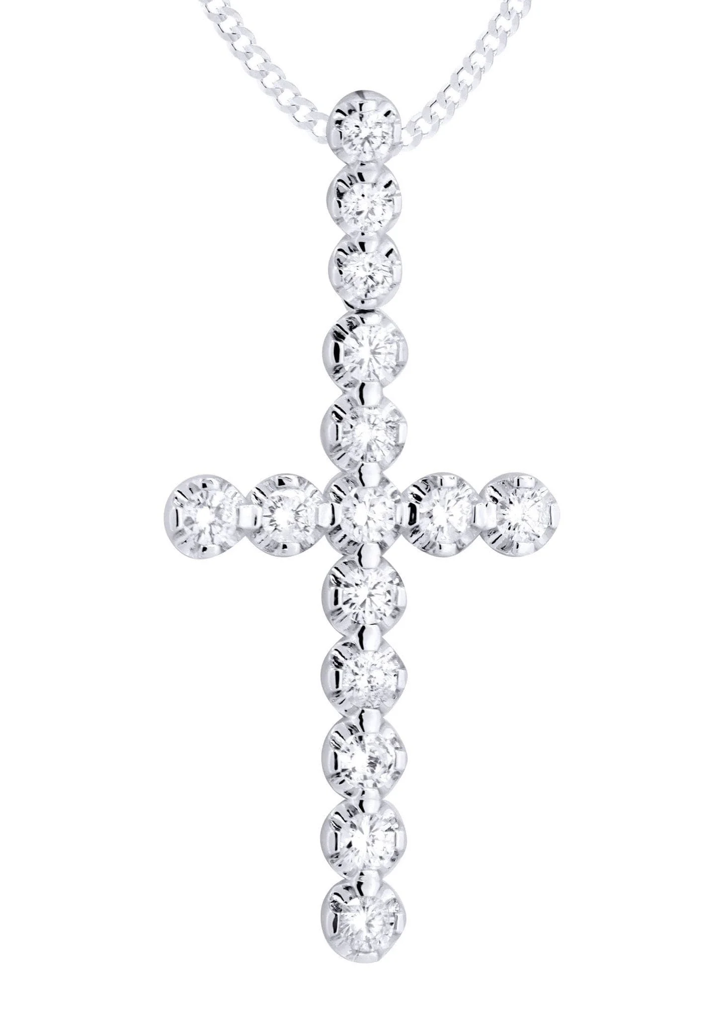 14K White Gold Diamond Cross Necklace  | 2.34 Carats - Image 2