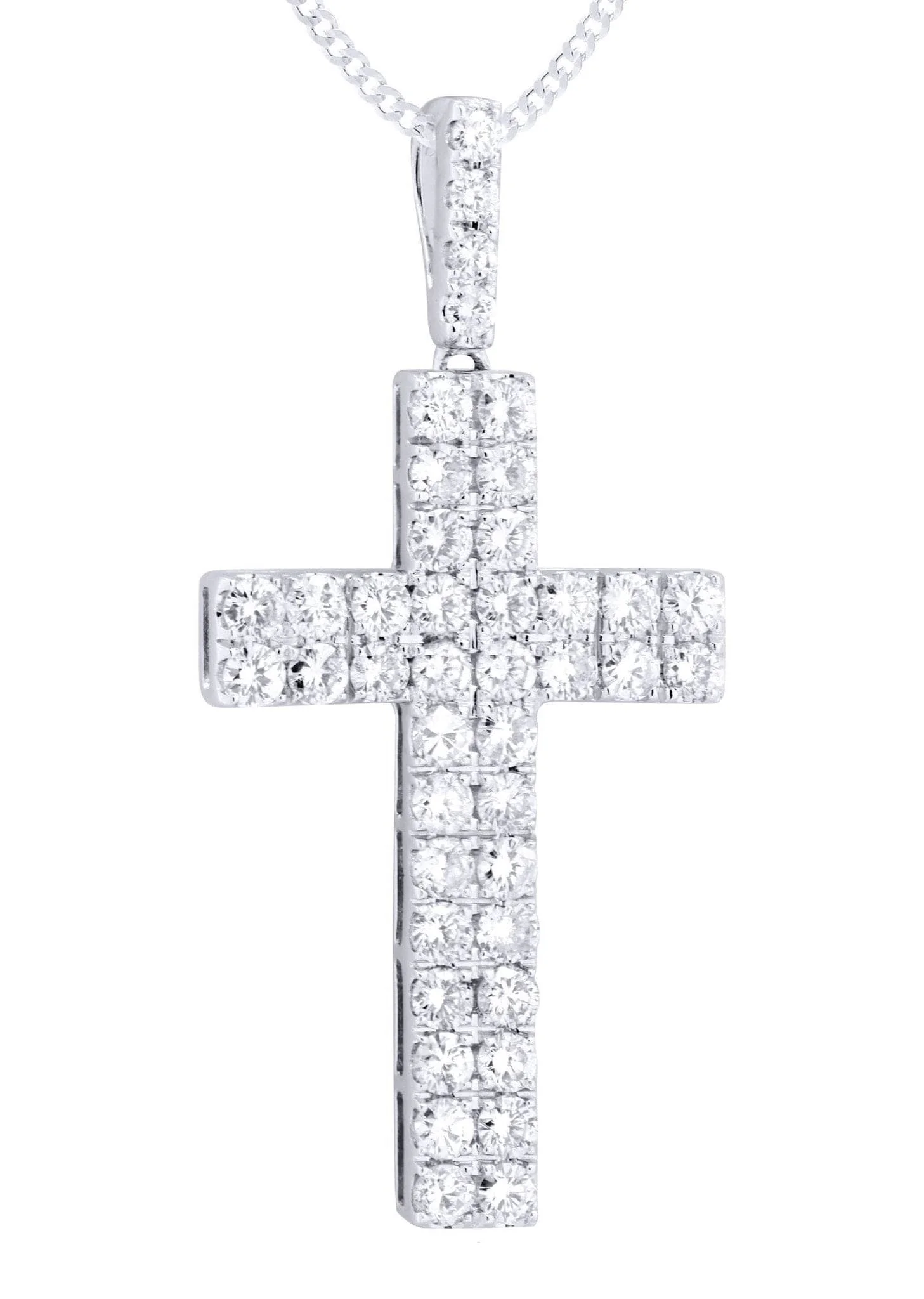 14K White Gold Diamond Cross Necklace  | 2.57 Carats - Image 2