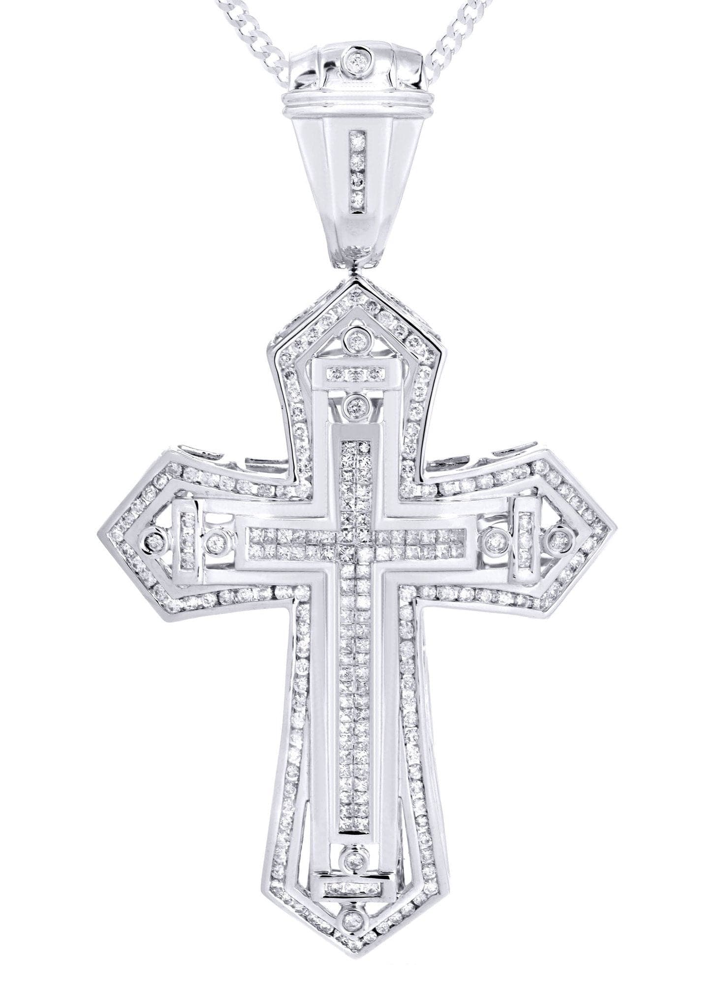 14 White Gold Diamond Cross Necklace  | 2.66 Carats - Image 2