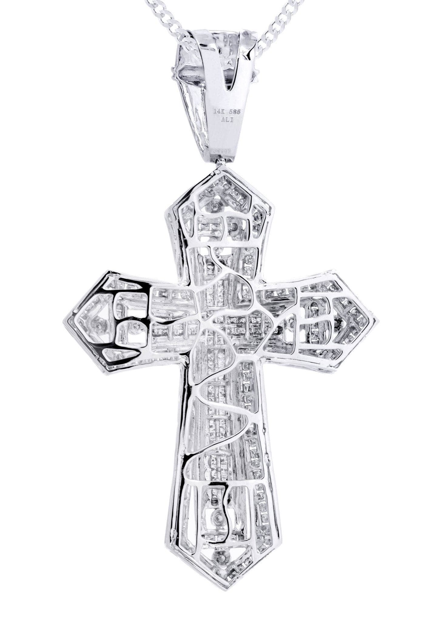 14 White Gold Diamond Cross Necklace  | 2.66 Carats - Image 3