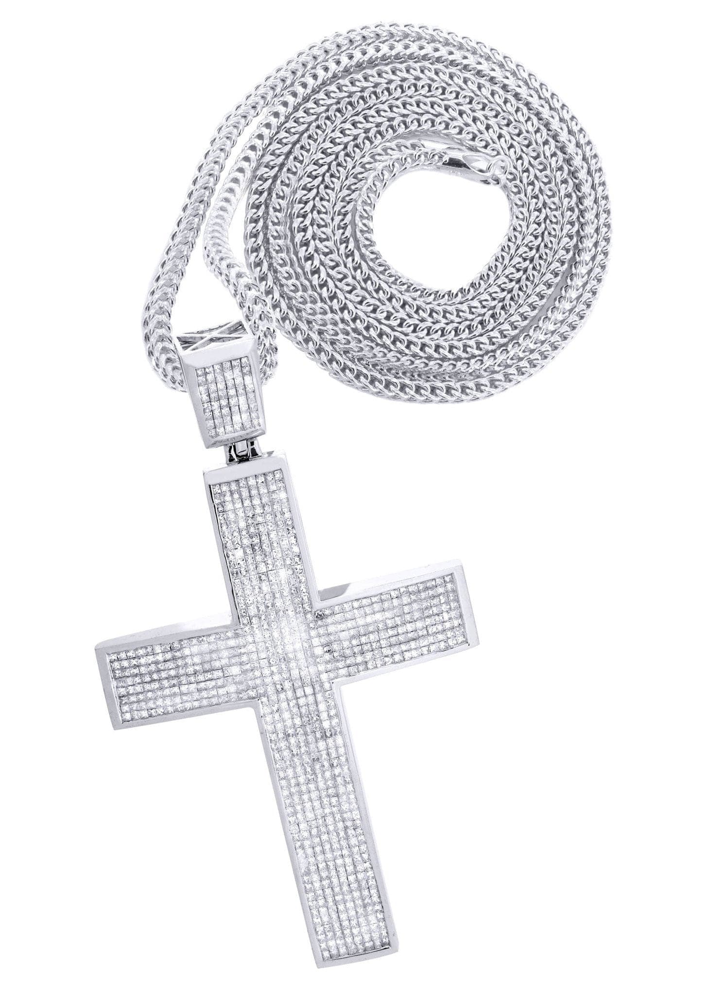 14 White Gold Diamond Cross Necklace | 18.92 Carats