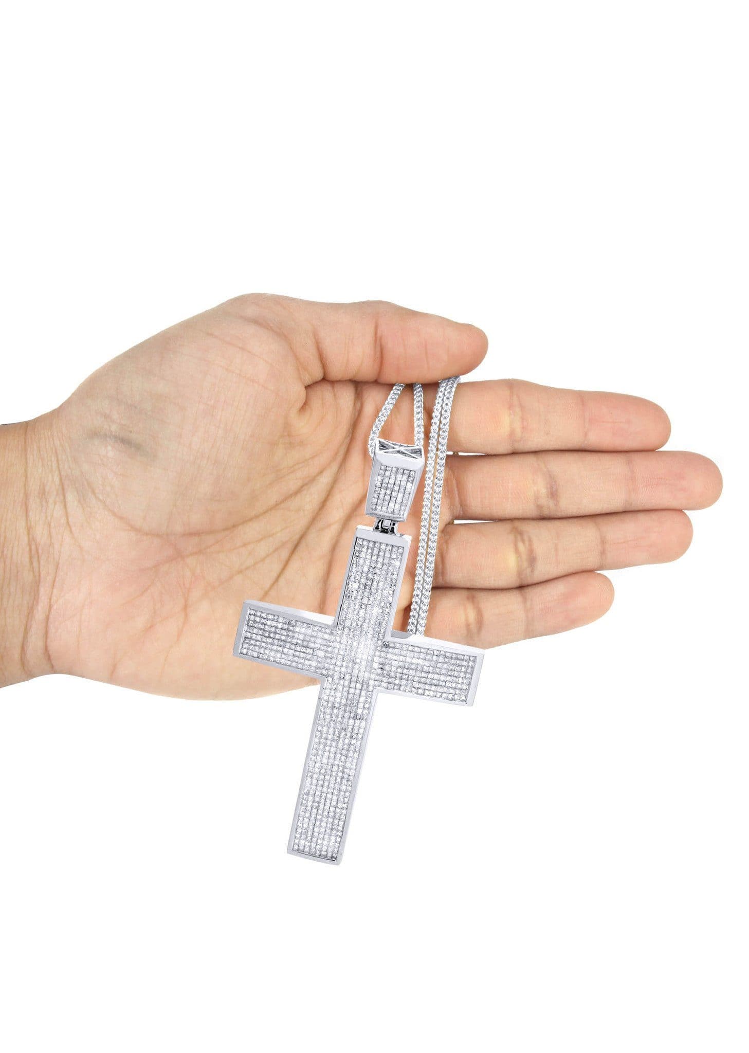14 White Gold Diamond Cross Necklace | 18.92 Carats - Image 5