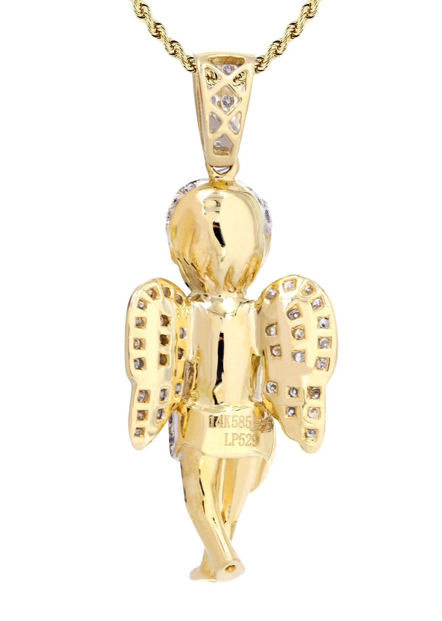 14 Yellow Gold Angel Diamond Necklace | 1.31 Carats - Image 3