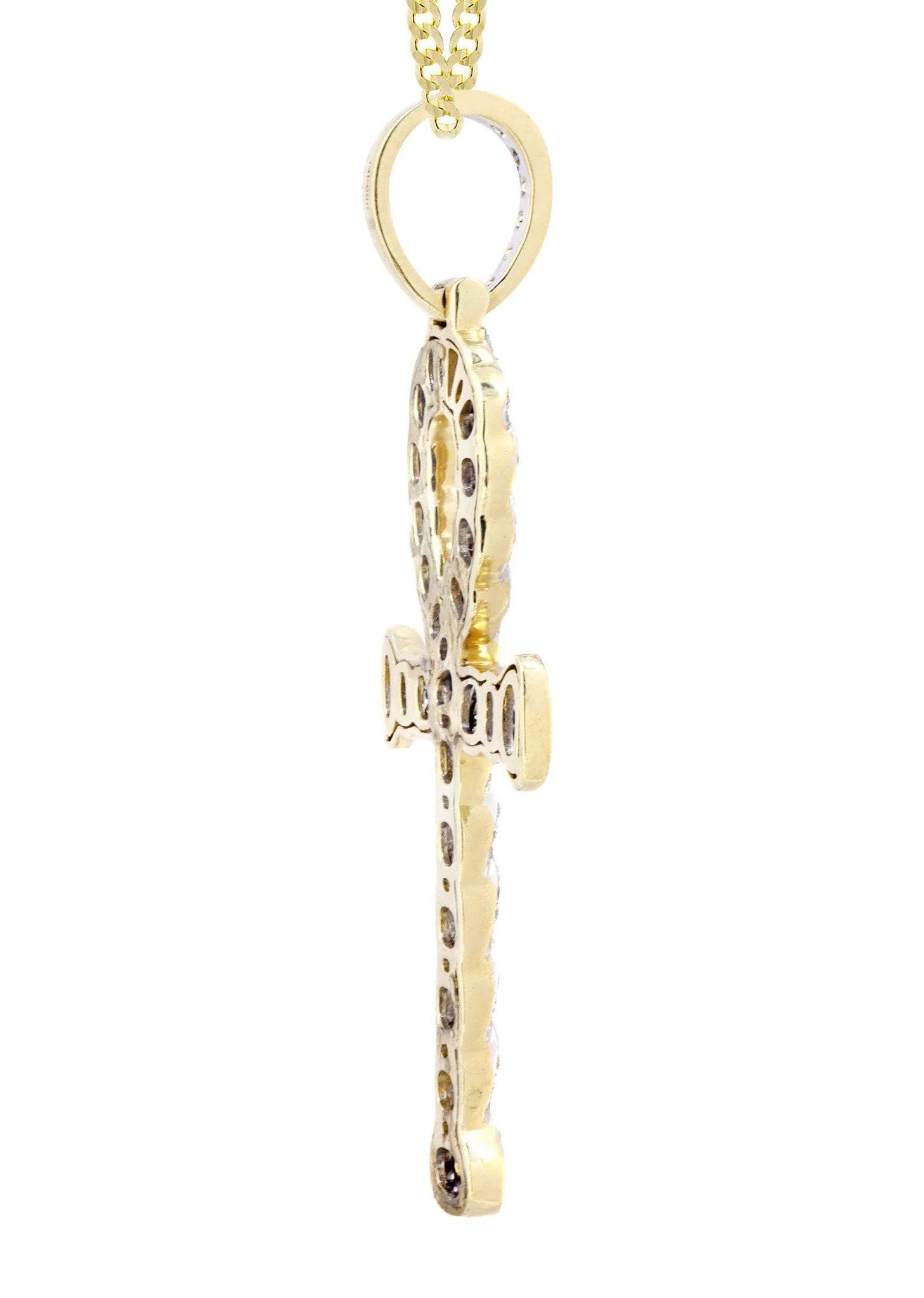14K Yellow Gold Ankh Diamond Necklace | 1.88 Carats - Image 4