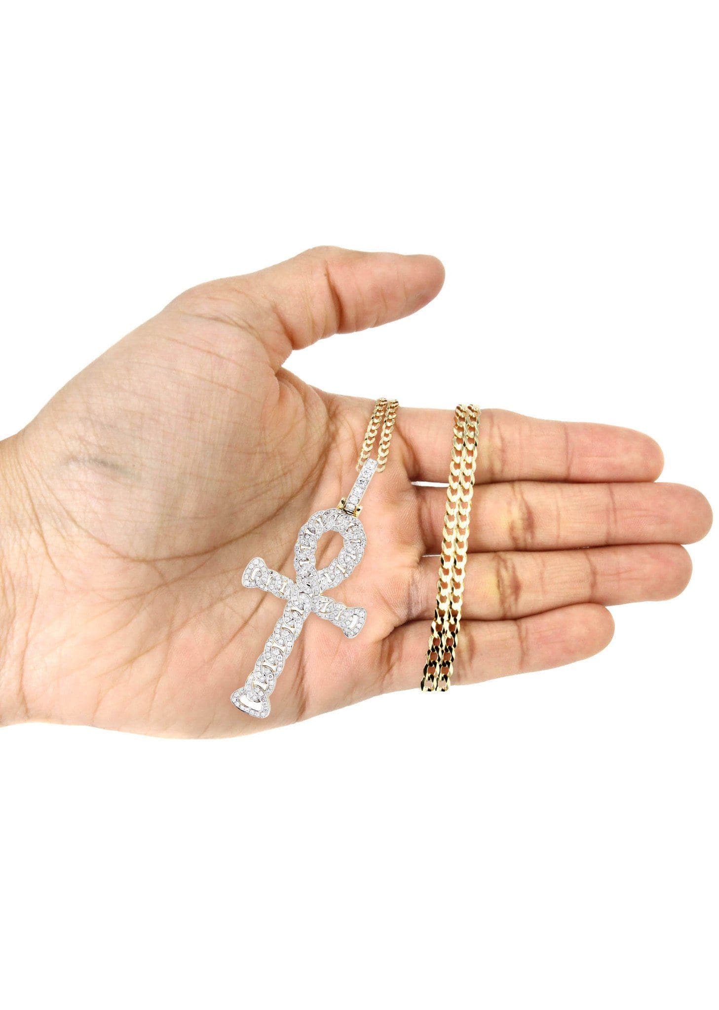 14K Yellow Gold Ankh Diamond Necklace | 1.88 Carats - Image 5