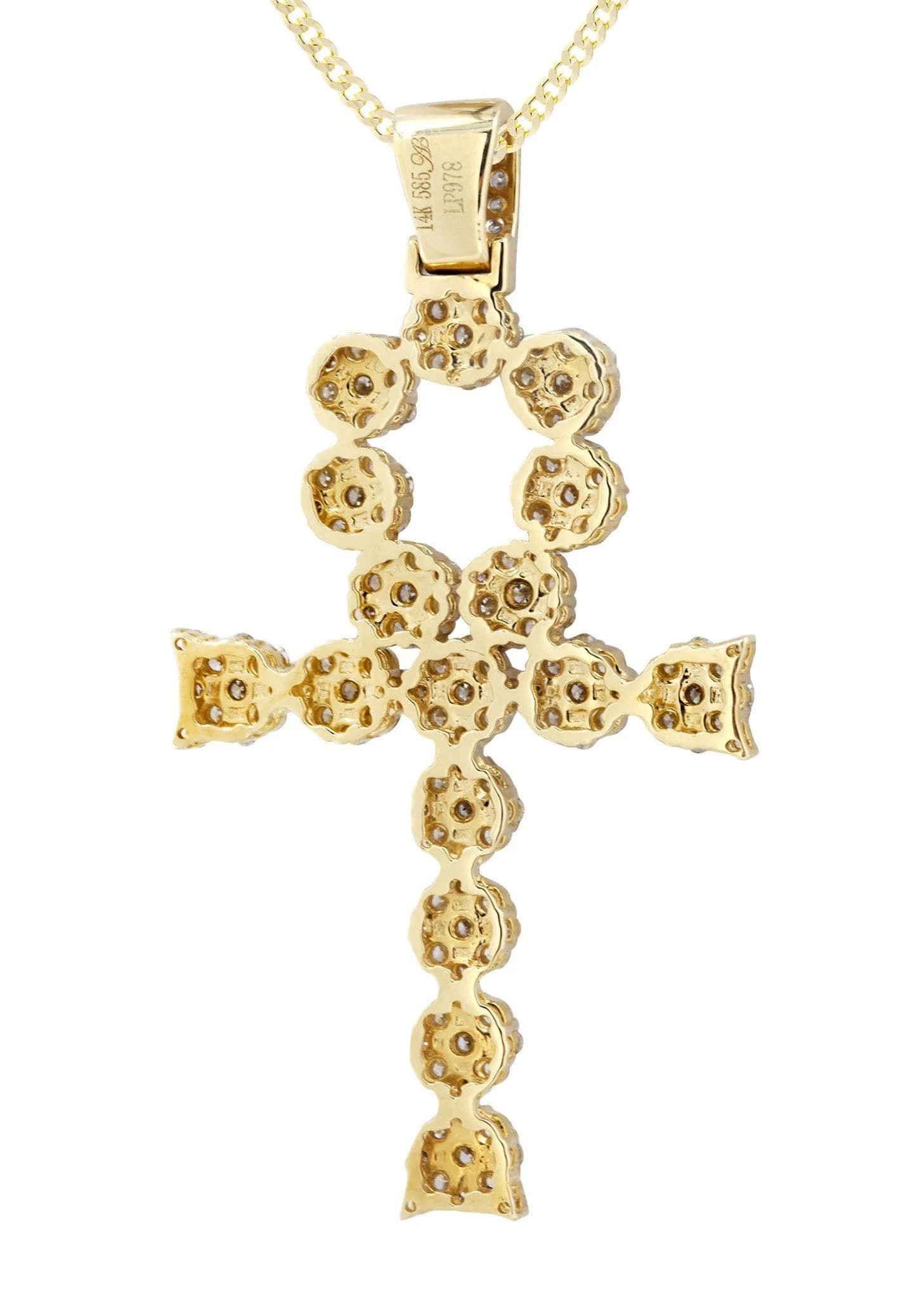 14K Yellow Gold Ankh Diamond Necklace  | 2.13 Carats - Image 3