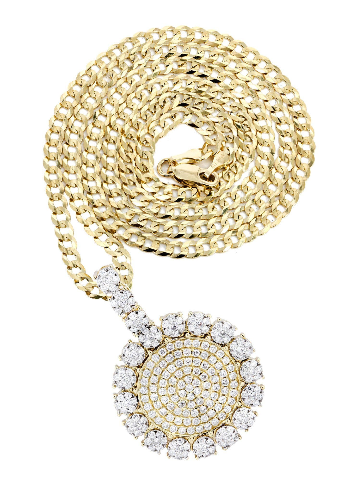 14K Yellow Gold Circle Diamond Necklace Diamond Necklace | 3.8 Carats