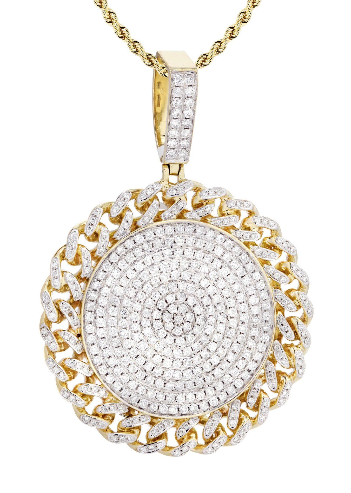 14K Yellow Gold Circle Diamond Necklace Diamond Necklace | 4.17 Carats - Image 2