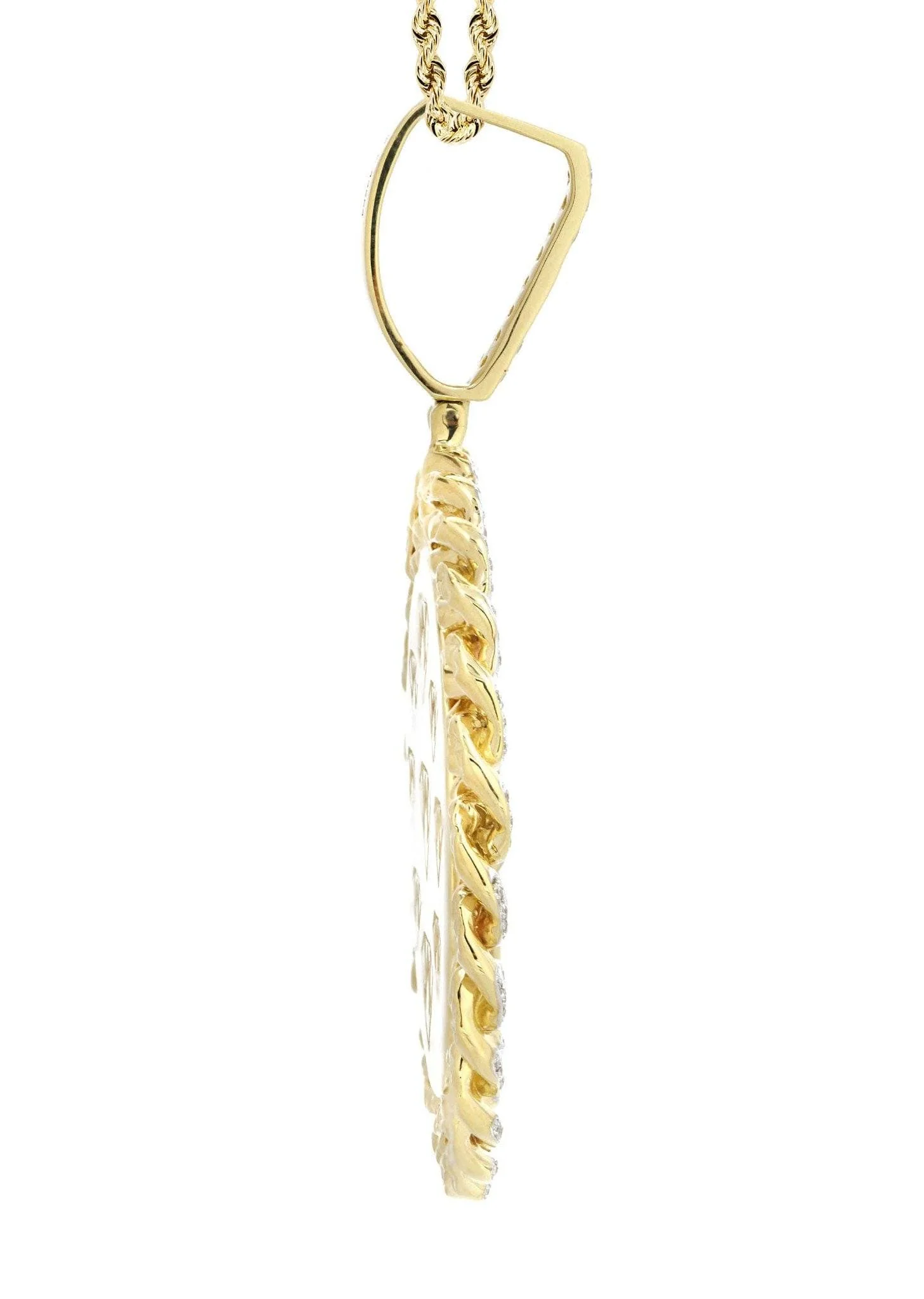 14K Yellow Gold Circle Diamond Necklace Diamond Necklace | 4.17 Carats - Image 4