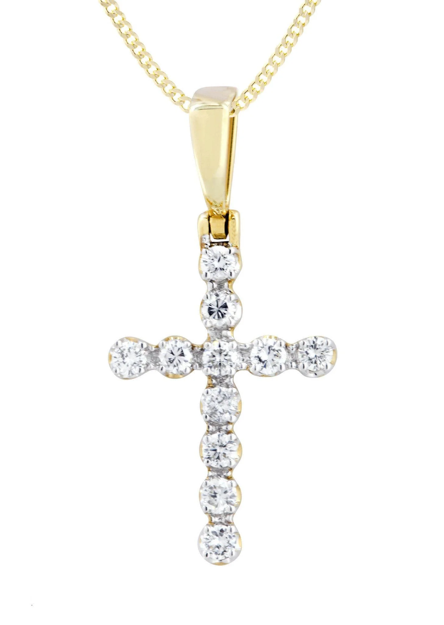 14K Yellow Gold Diamond Cross Necklace | 0.5 Carats - Image 2