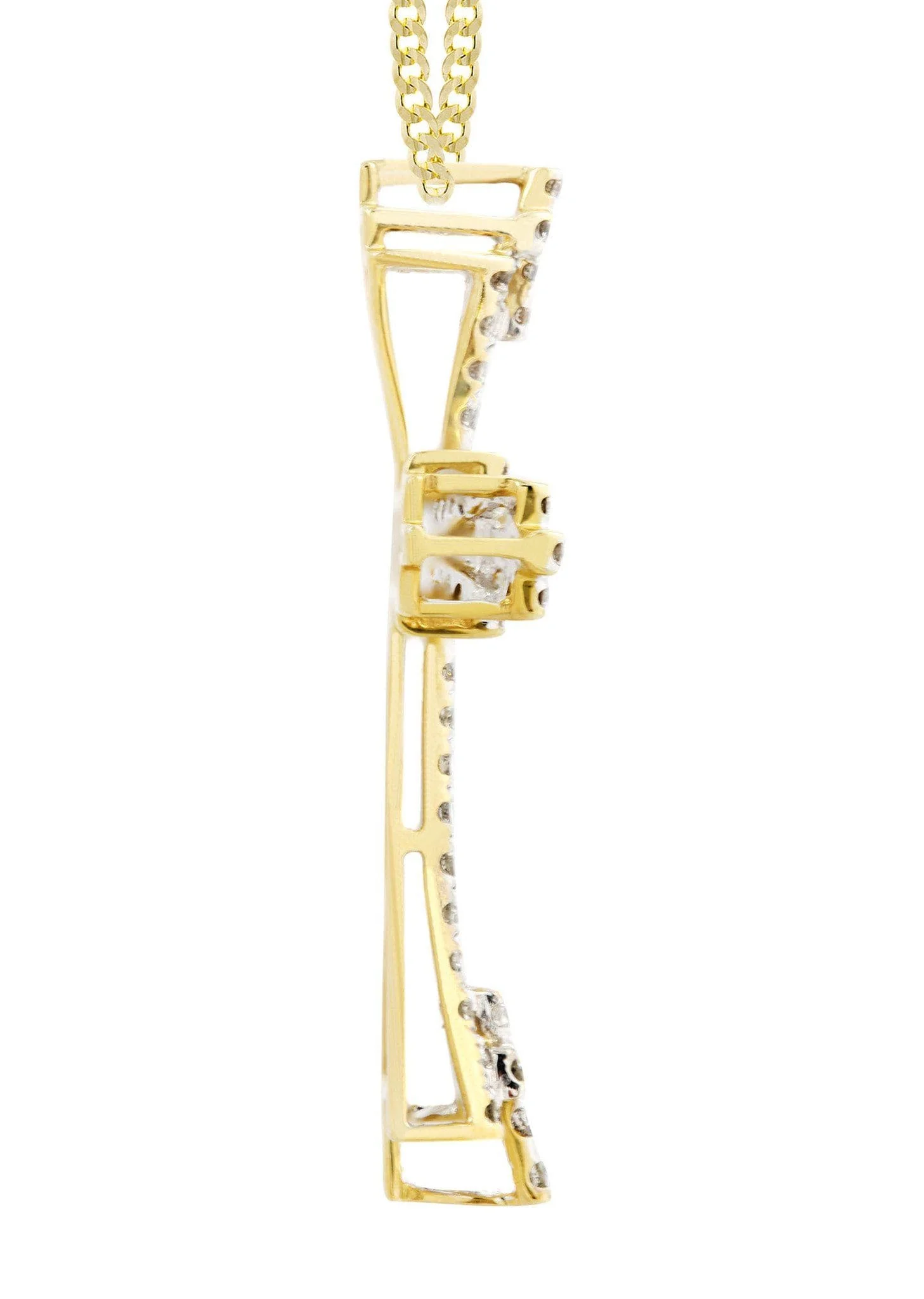 14K Yellow Gold Diamond Cross Necklace | 1.06 Carats - Image 4