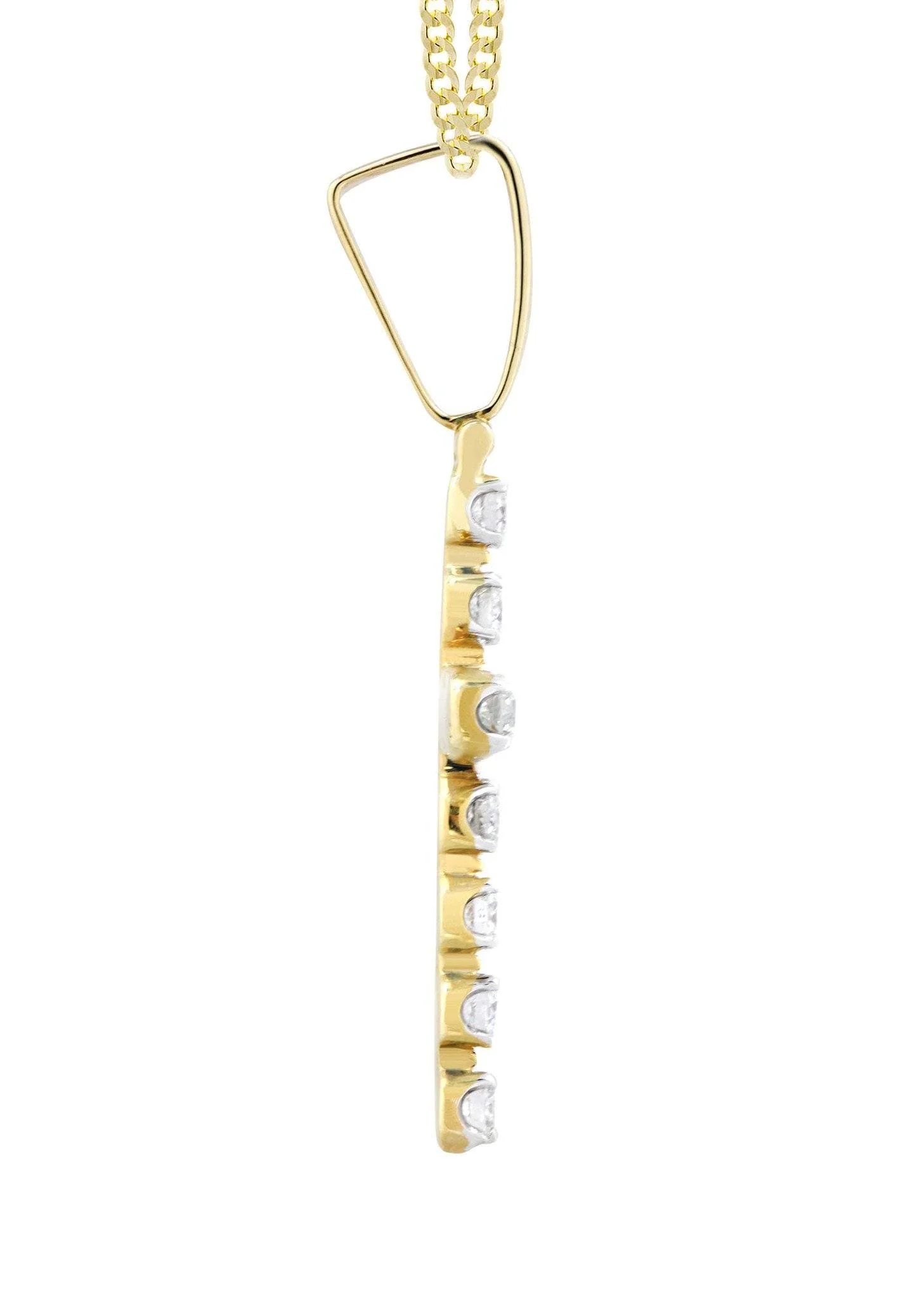 14K Yellow Gold Diamond Cross Necklace | 1.49 Carats - Image 4