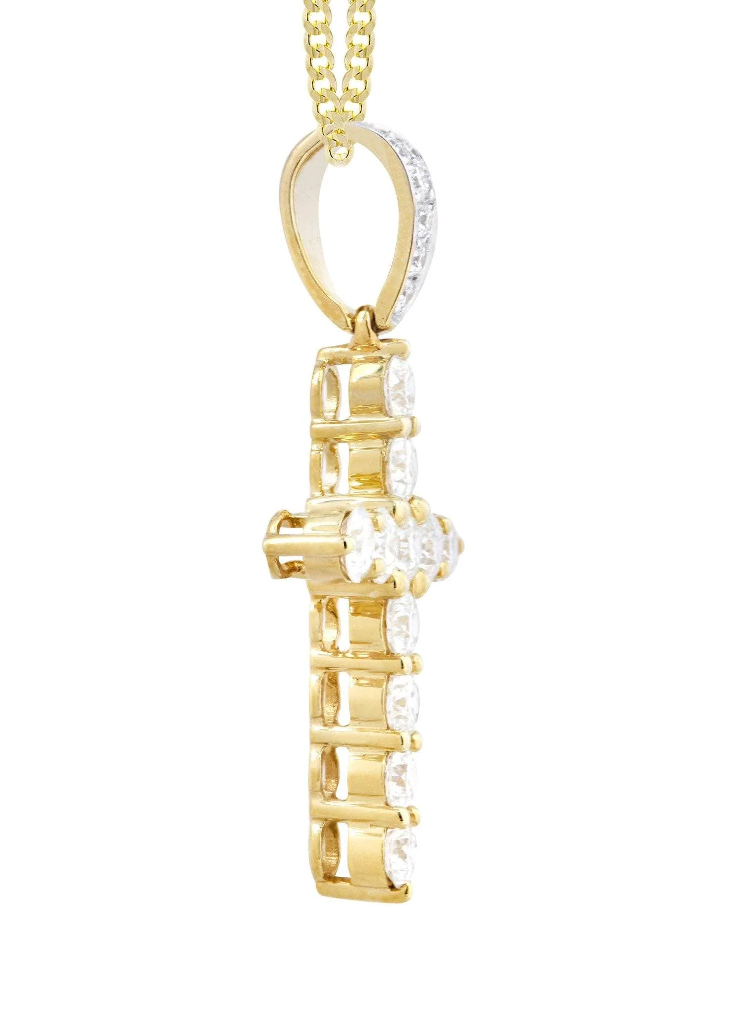 14K Yellow Gold Diamond Cross Necklace | 1.55 Carats - Image 4