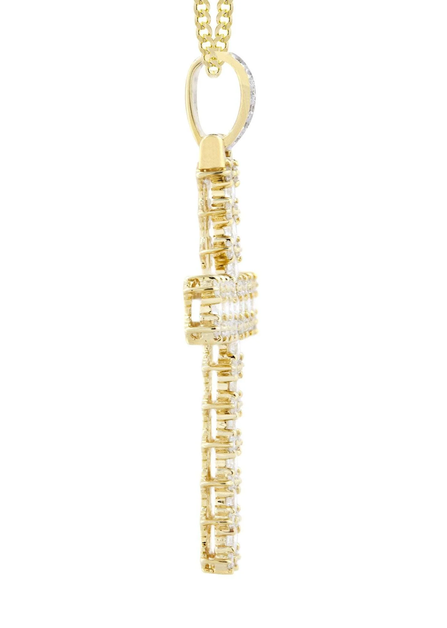 14K Yellow Gold Diamond Cross Necklace | 1.95 Carats - Image 4