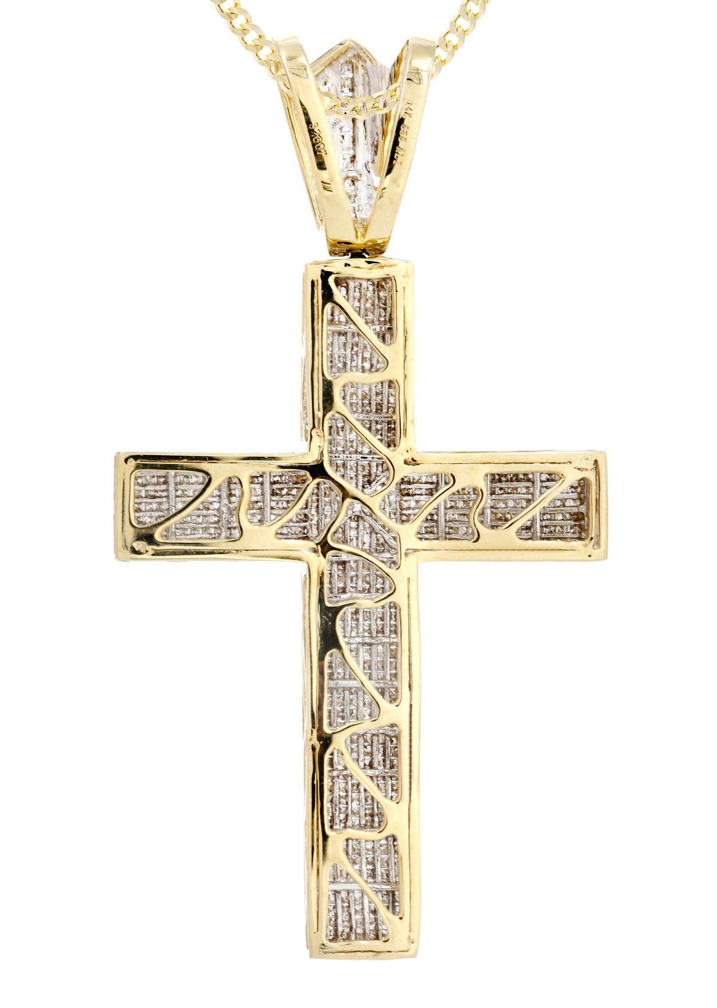 14 Yellow Gold Diamond Cross Necklace | 5.53 Carats - Image 3