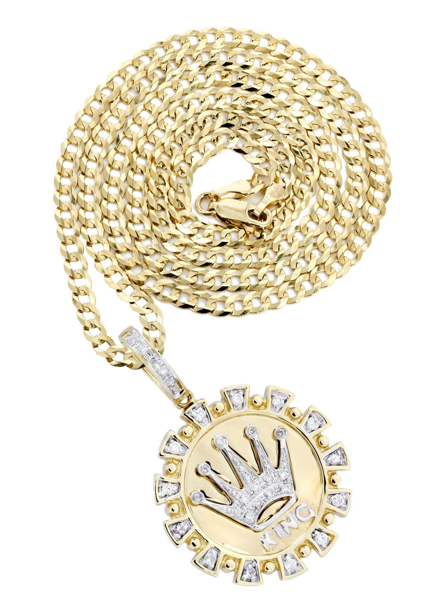 14K Yellow Gold Crown Diamond Necklace | 0.28 Carats