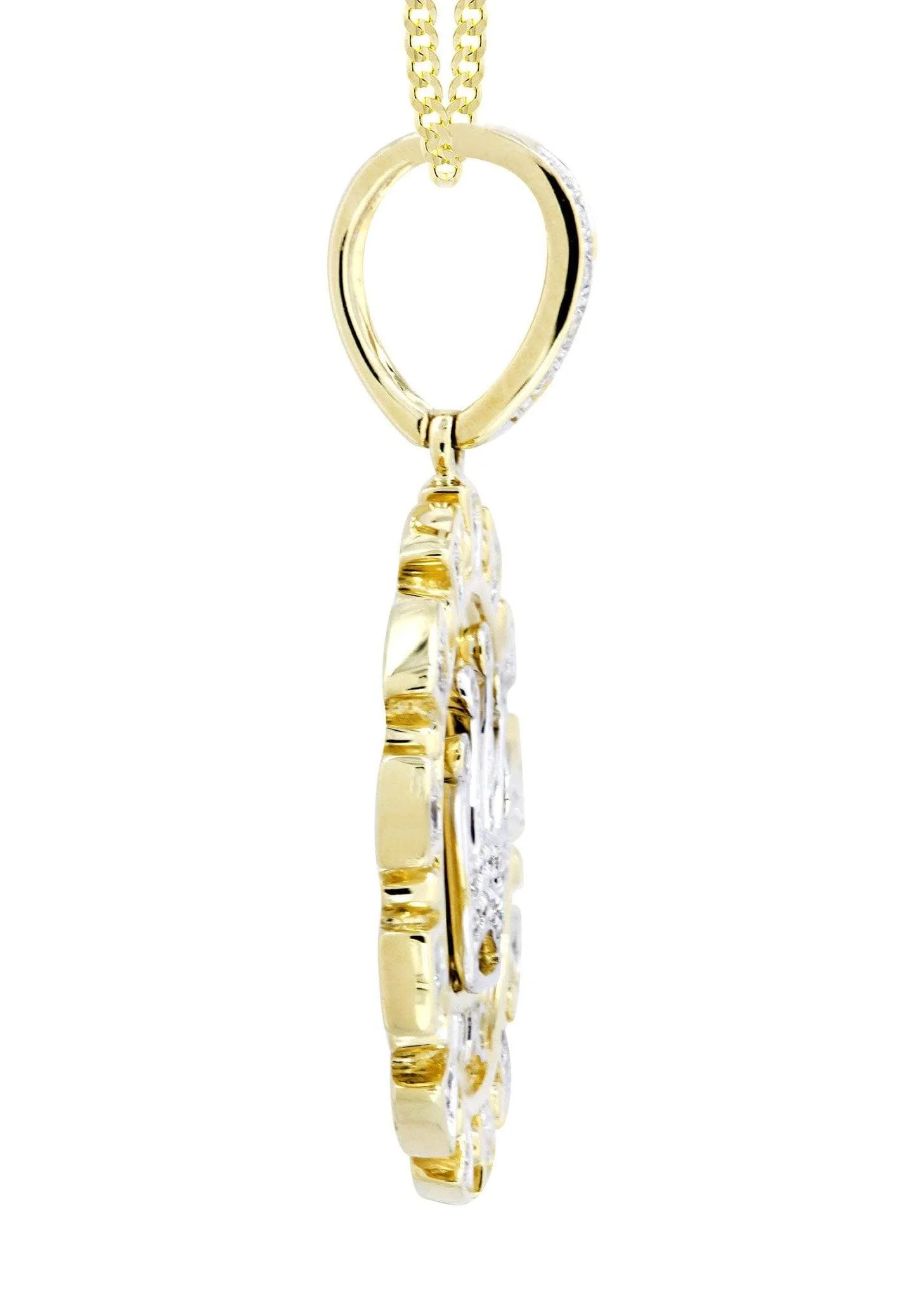 14K Yellow Gold Crown Diamond Necklace | 0.28 Carats - Image 4