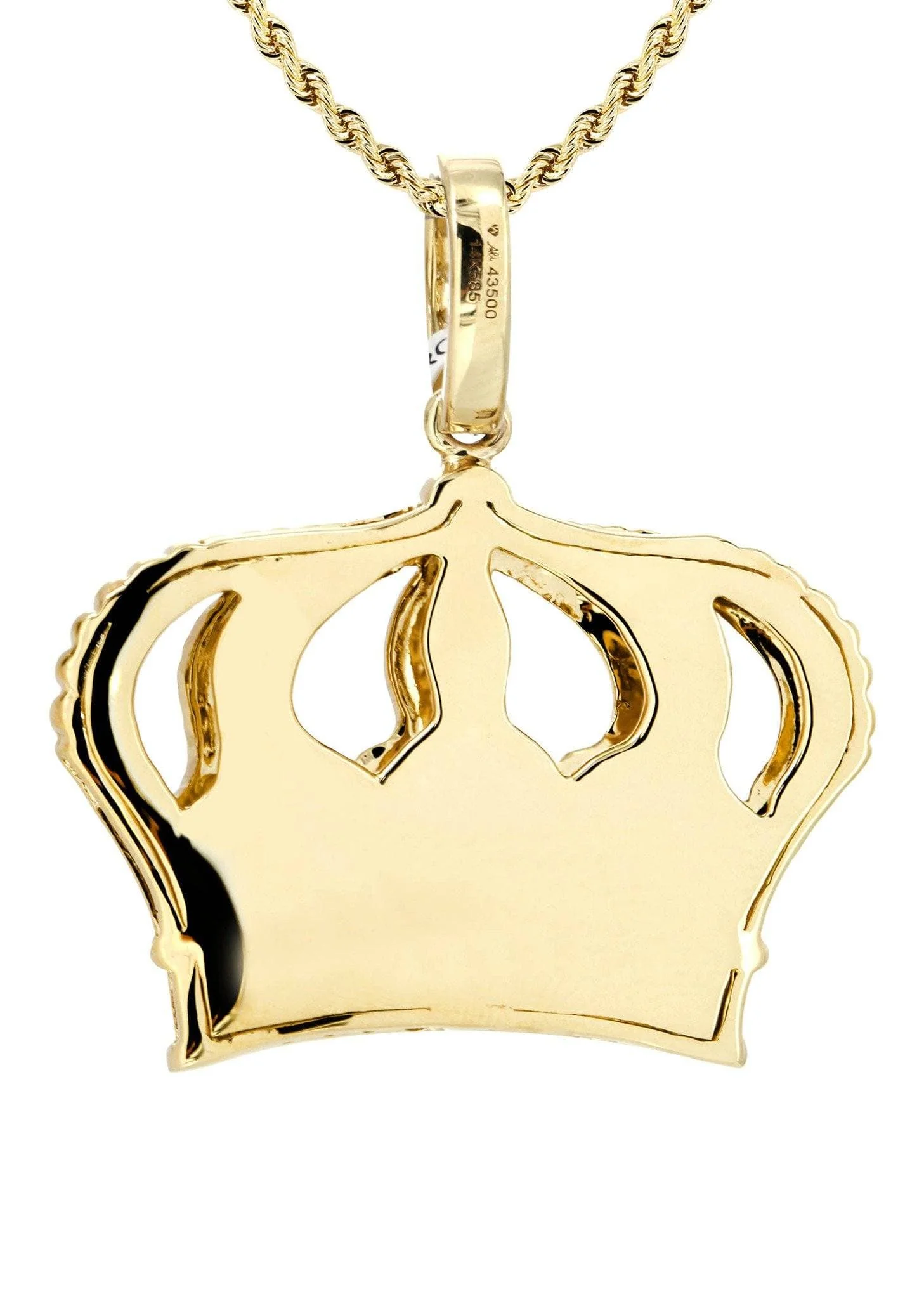 14K Yellow Gold Crown Diamond Necklace  | 0.16 Carats - Image 3
