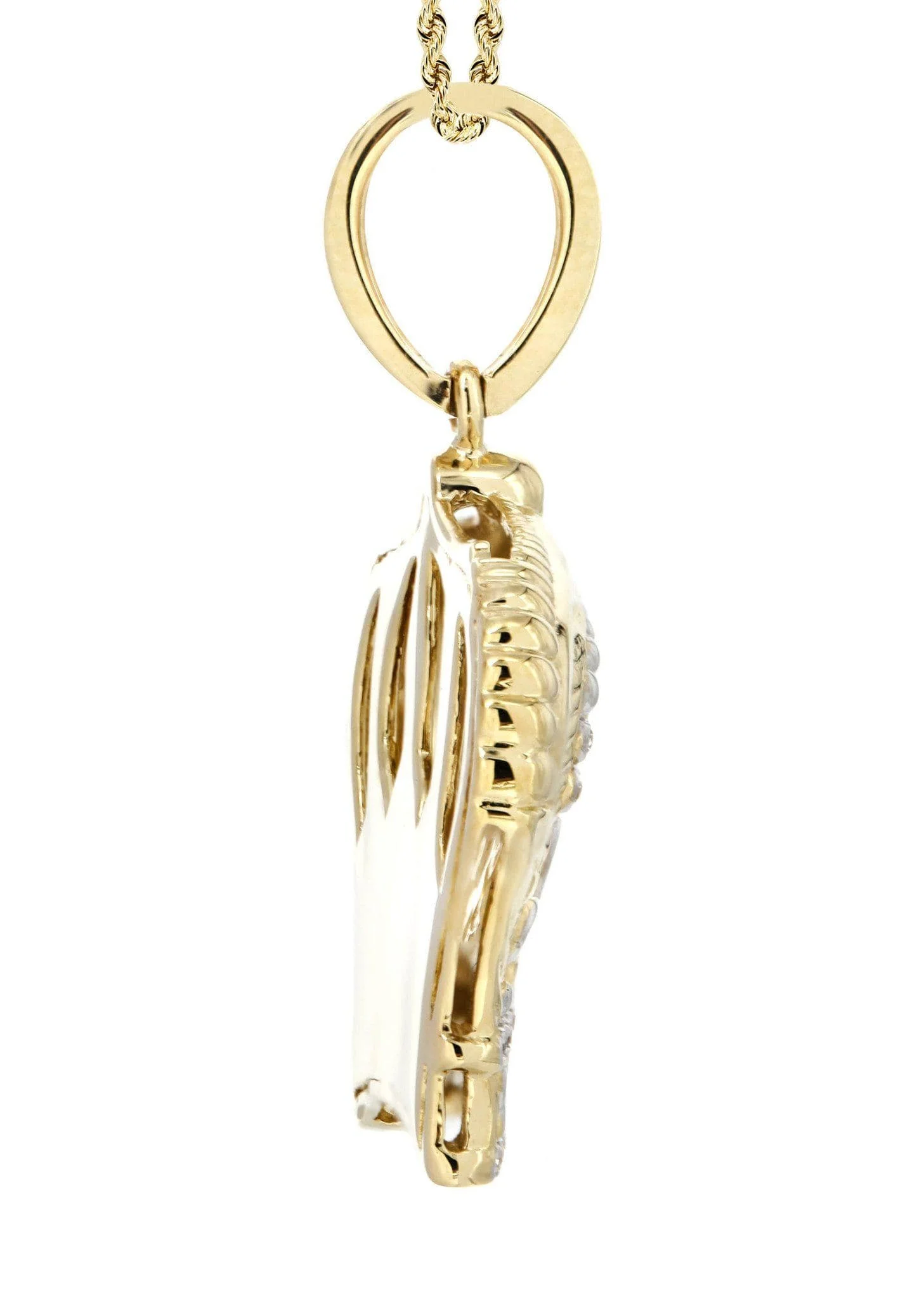 14K Yellow Gold Crown Diamond Necklace  | 0.16 Carats - Image 4