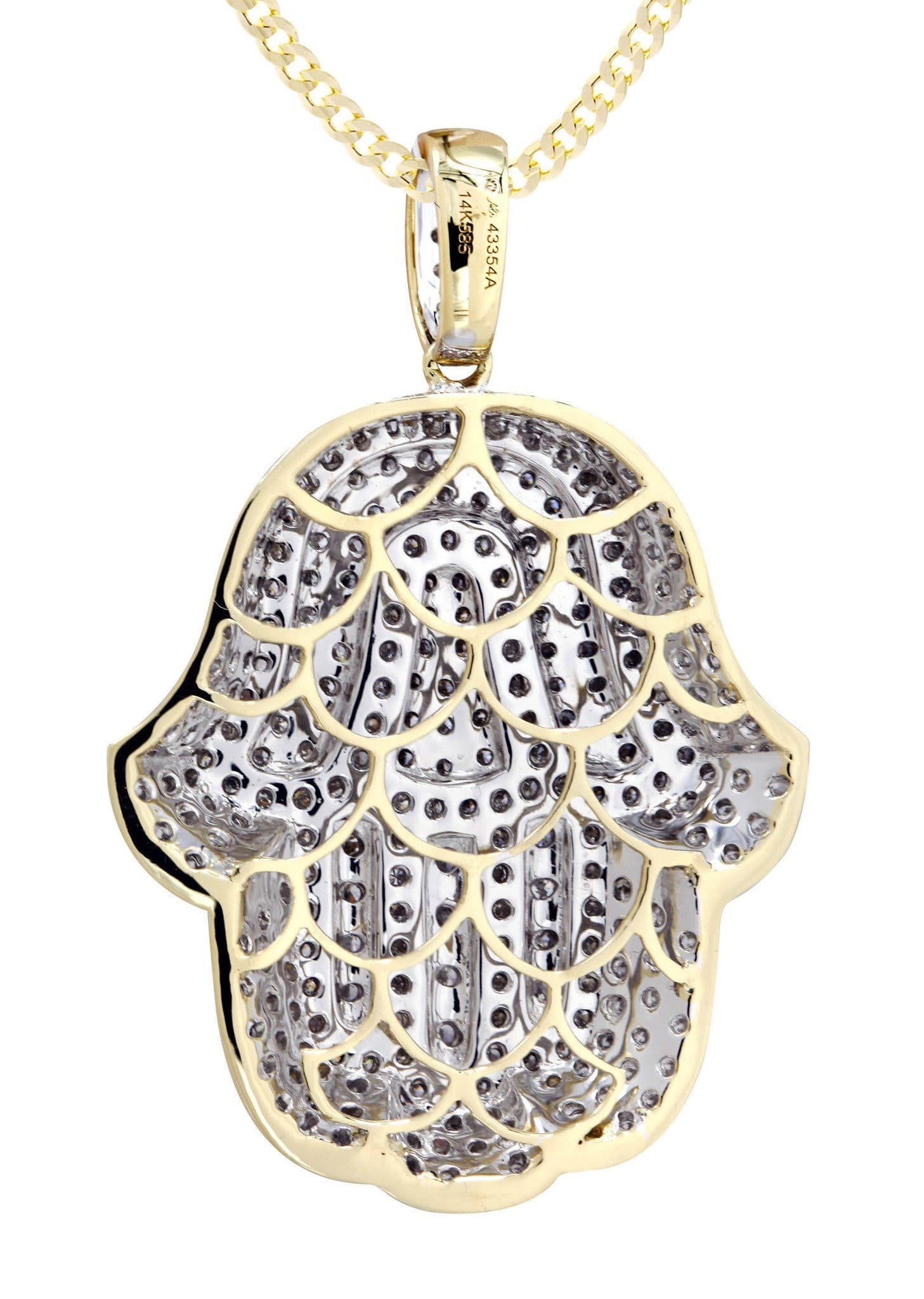 14K Yellow Gold Hamsa Diamond Necklace  | 2.36 Carats - Image 3