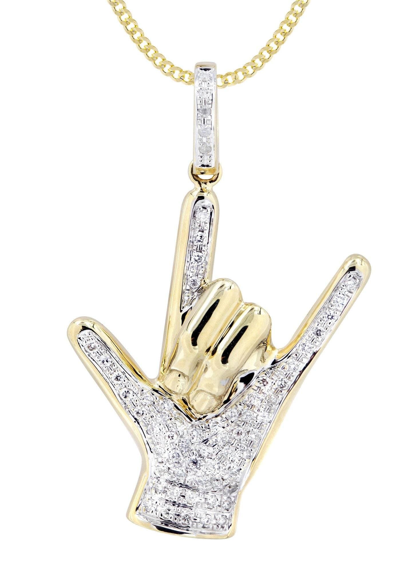 14K Yellow Gold Hand Diamond Necklace  | 0.46 Carats - Image 2