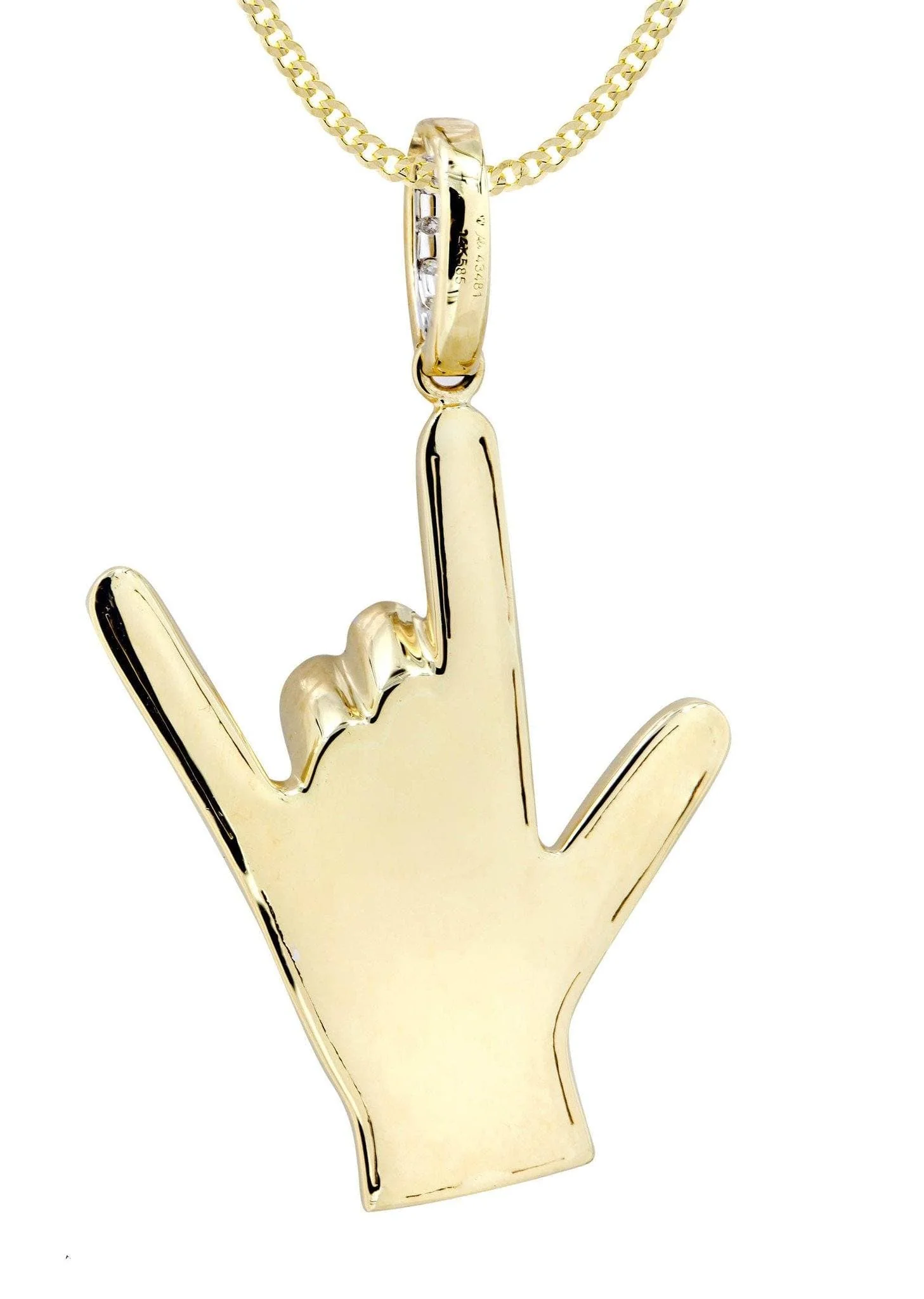 14K Yellow Gold Hand Diamond Necklace  | 0.46 Carats - Image 3