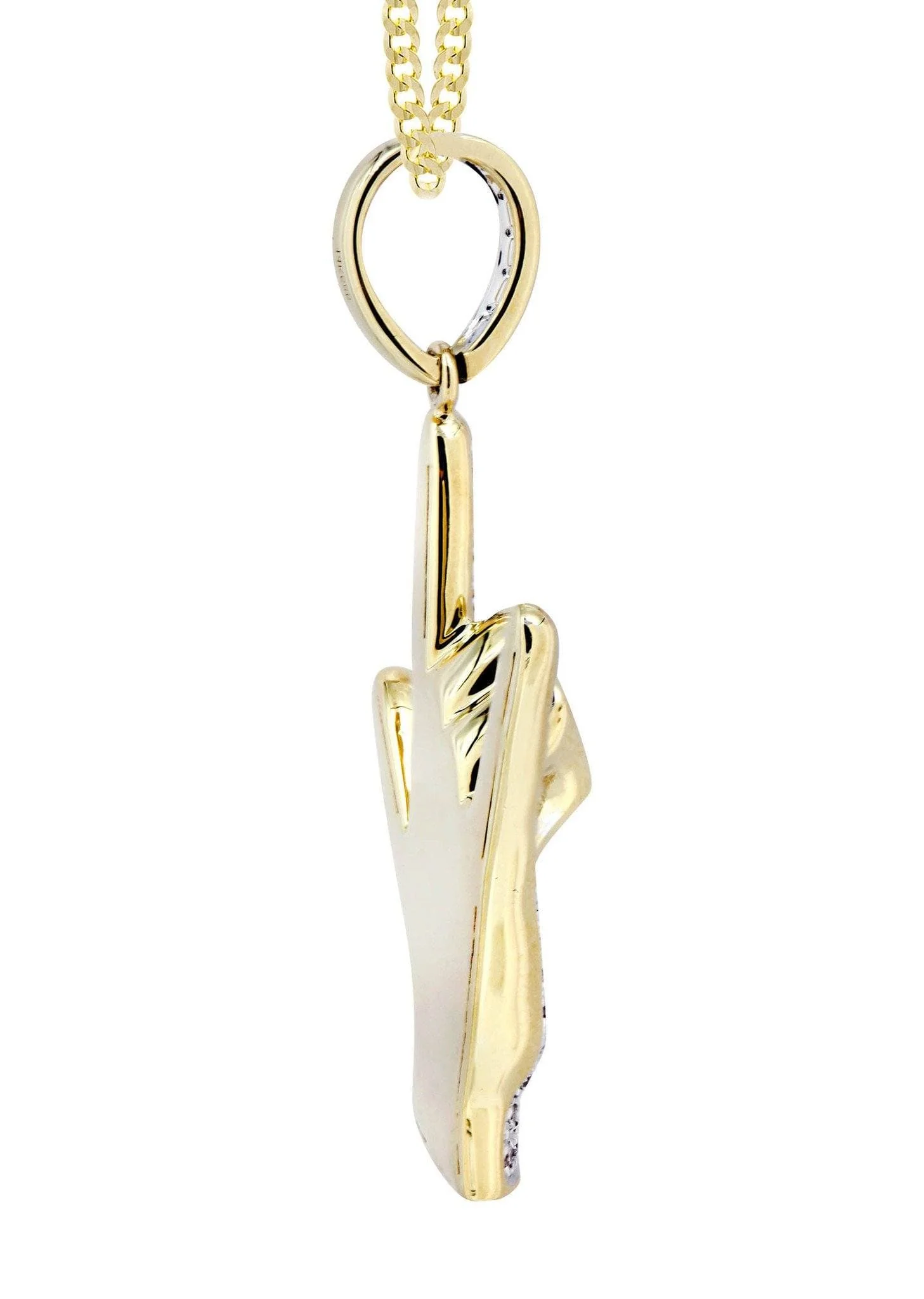 14K Yellow Gold Hand Diamond Necklace  | 0.46 Carats - Image 4