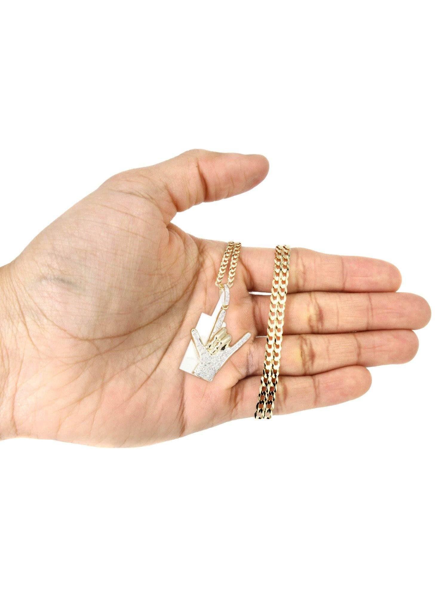 14K Yellow Gold Hand Diamond Necklace  | 0.46 Carats - Image 5