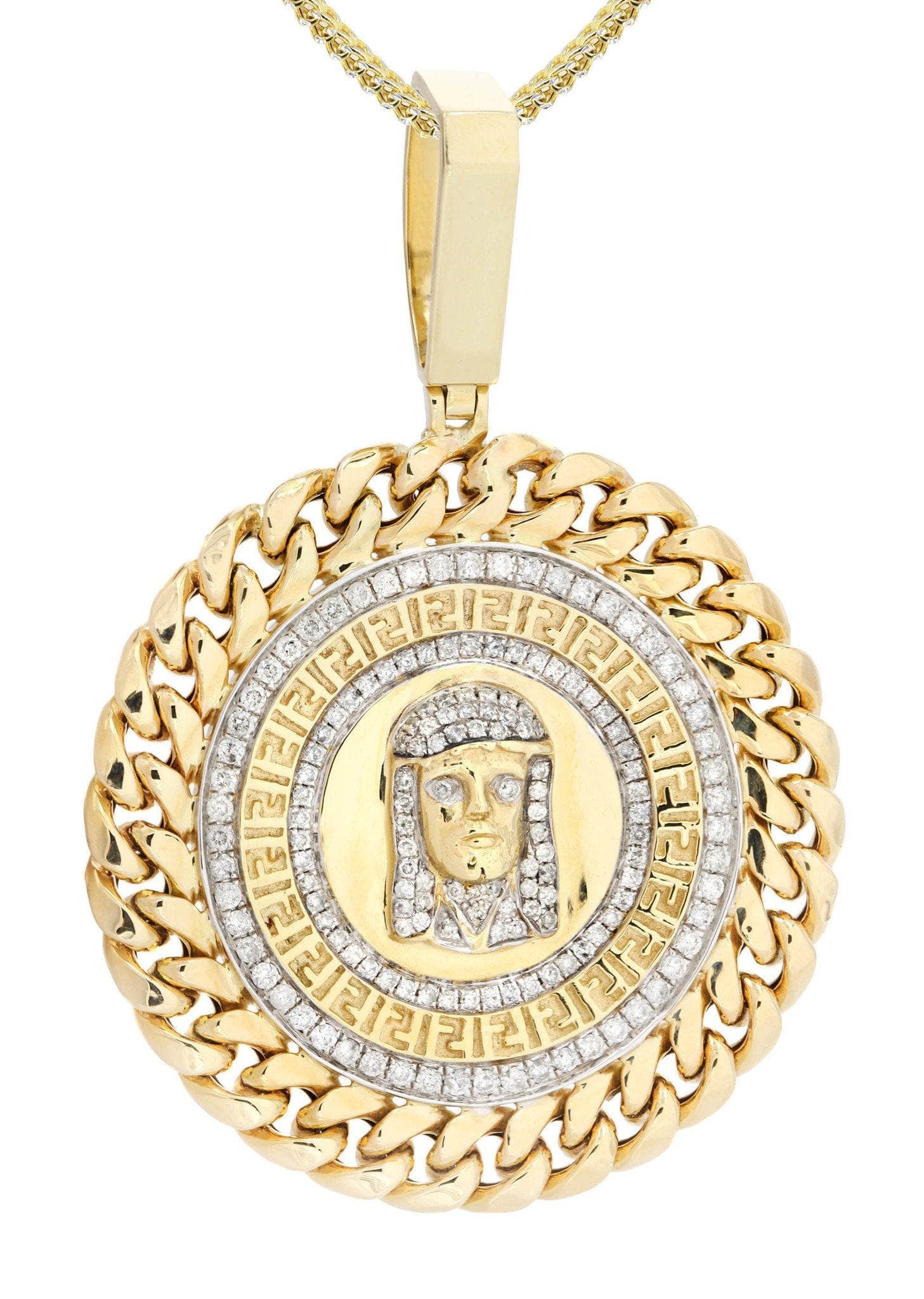 14 Yellow Gold Jesus Head Diamond Necklace| 1.59 Carats - Image 2
