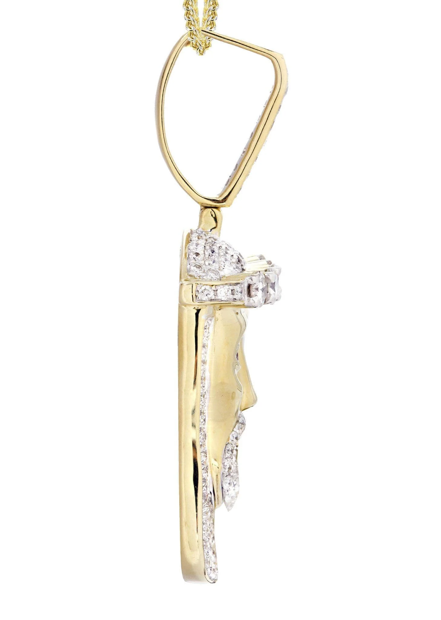 14K Yellow Gold Jesus Head Diamond Necklace  | 3.45 Carats - Image 4