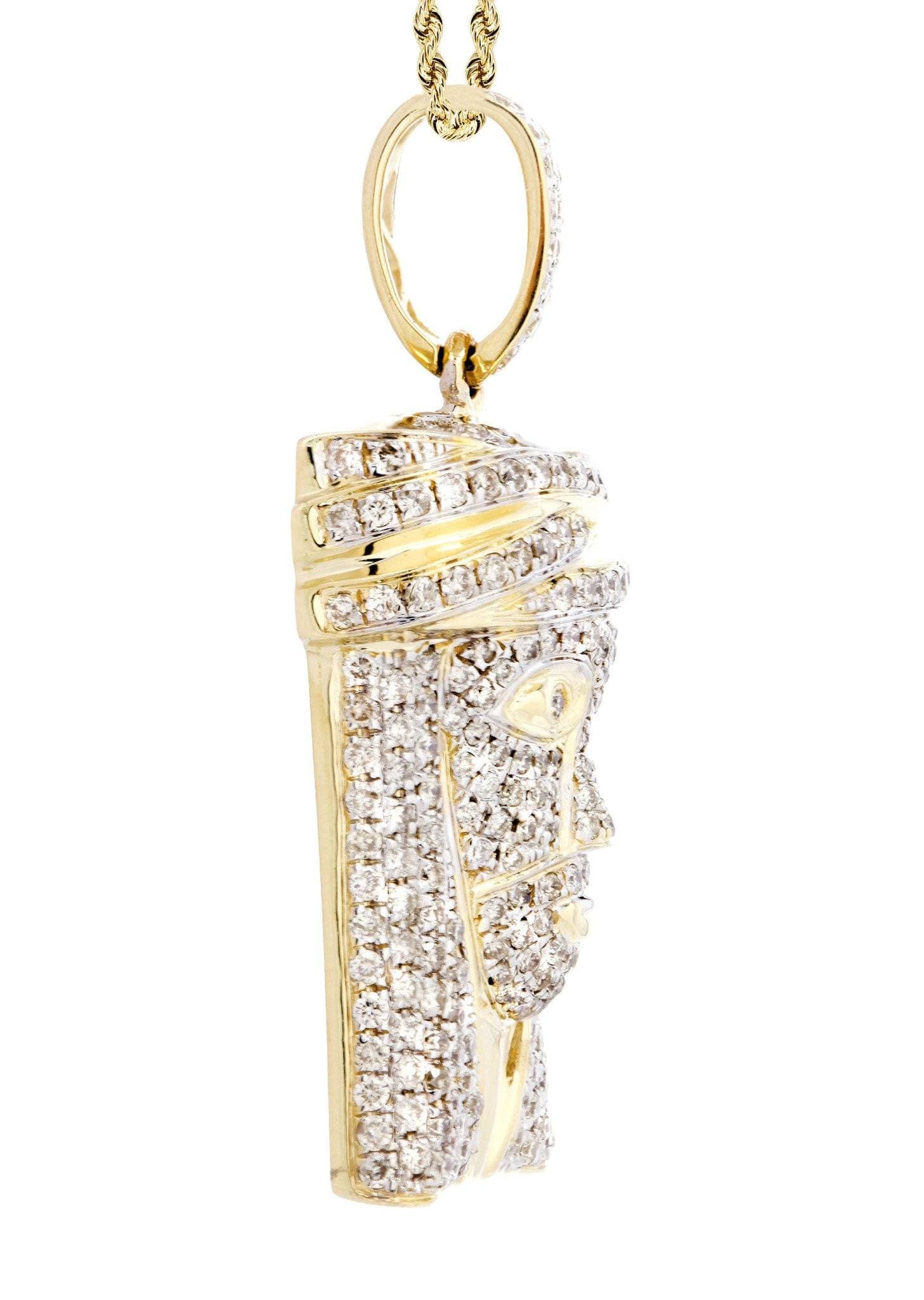 14K Yellow Gold Jesus Head Diamond Necklace | 2.08 Carats - Image 4