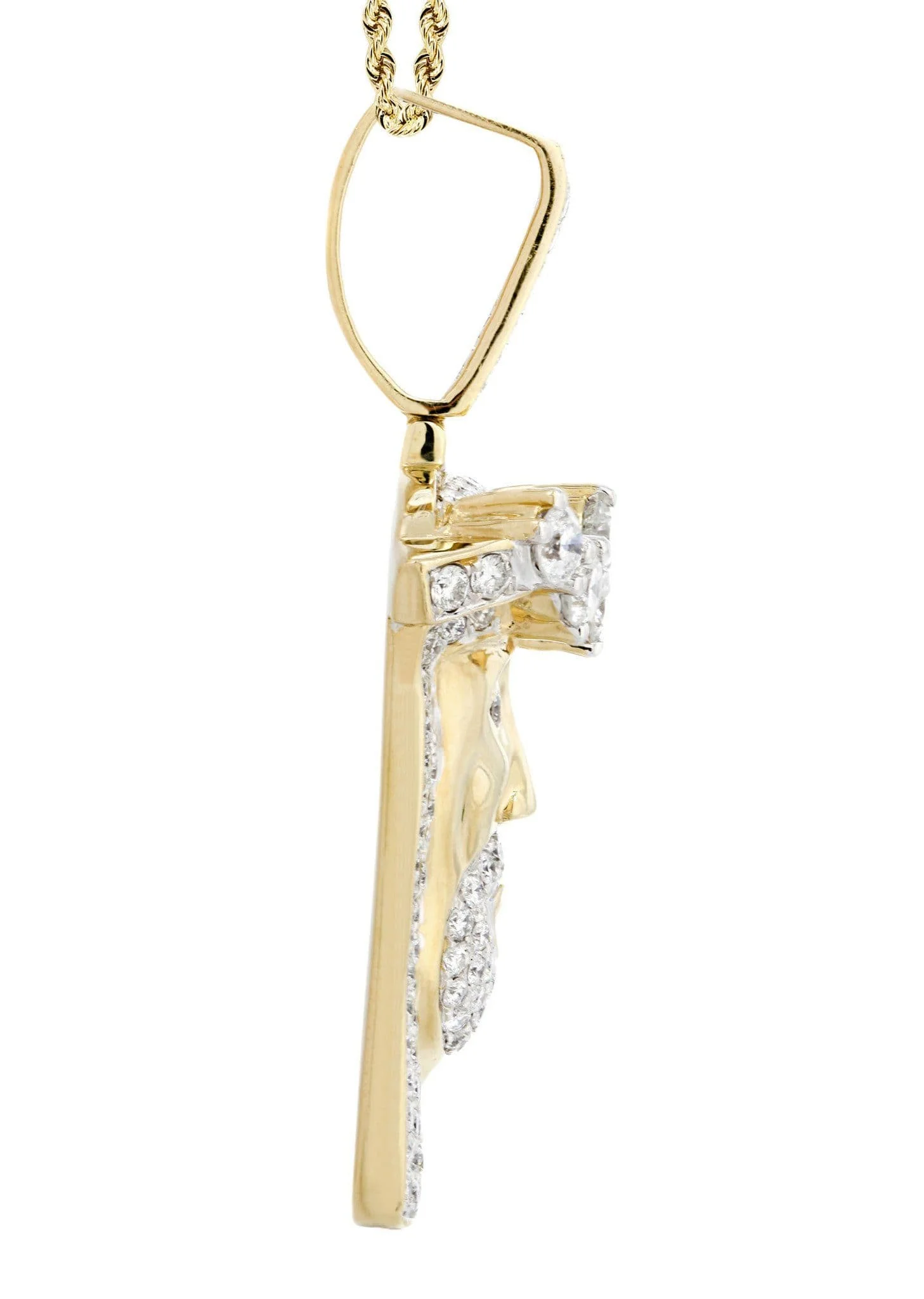 14K Yellow Gold Jesus Head Diamond Necklace | 5.85 Carats - Image 4