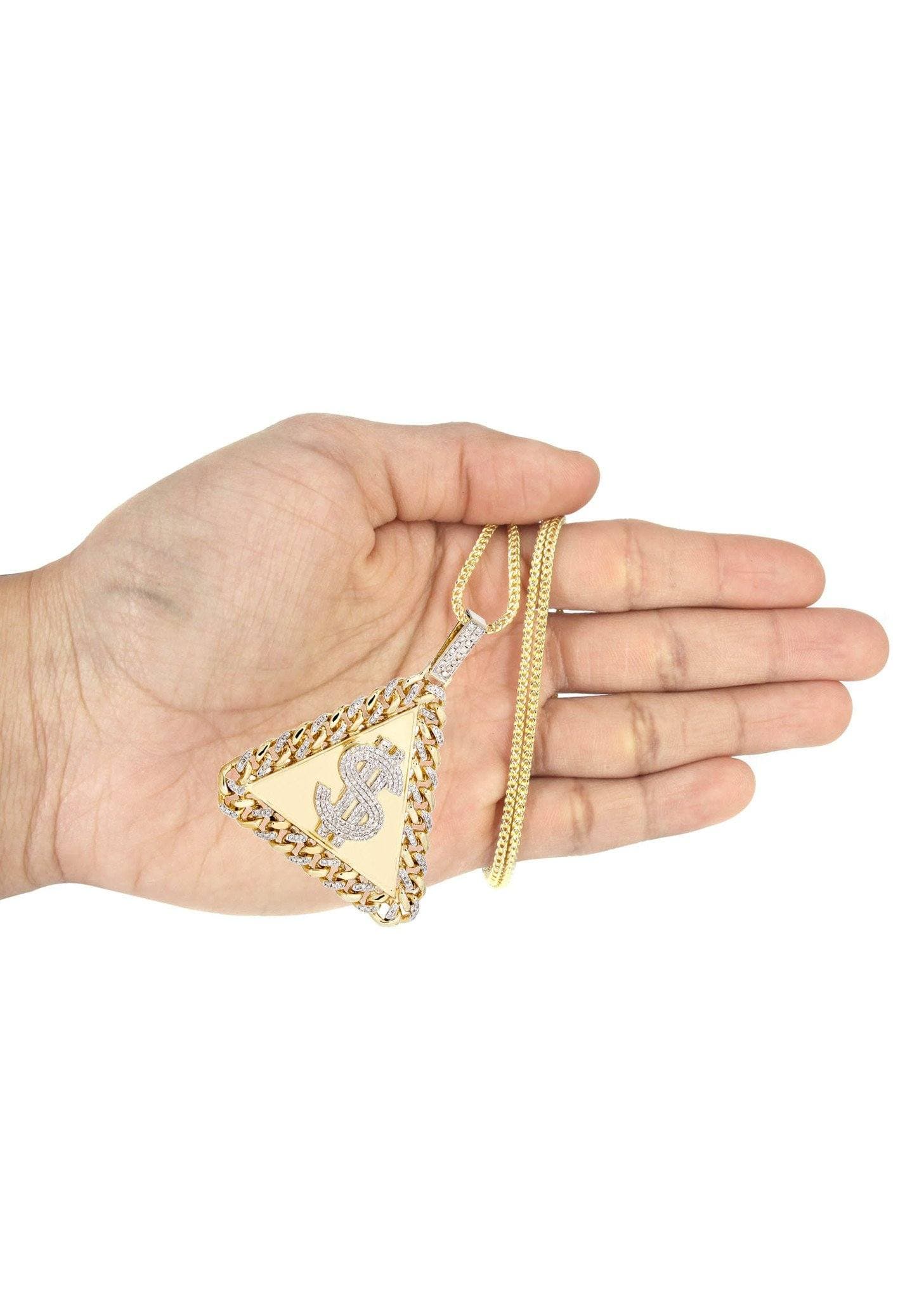 14 Yellow Gold Money Sign Diamond Necklace  | 2.4 Carats - Image 5