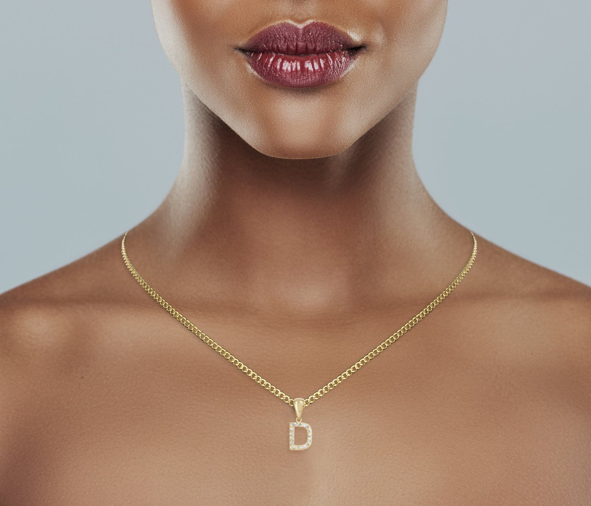 14K Gold Diamond  Initial Pendant and Cuban Chain .50 Carats - Image 6