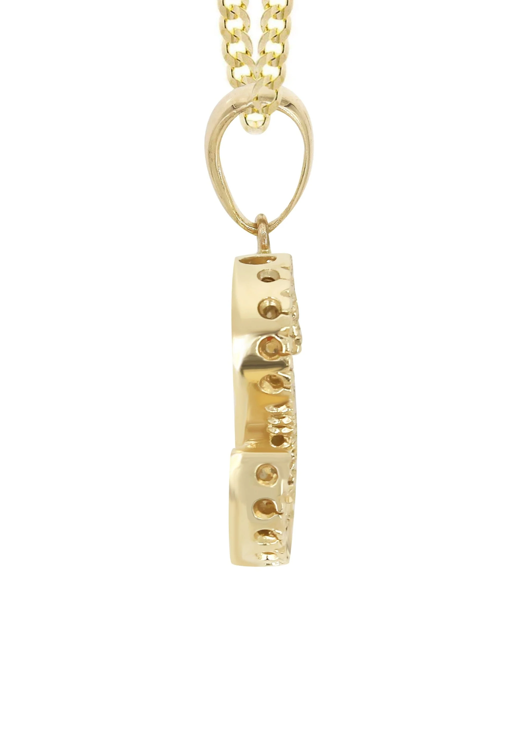 14K Gold Diamond Initial Pendant and Cuban Chain .75 Carats - Image 4