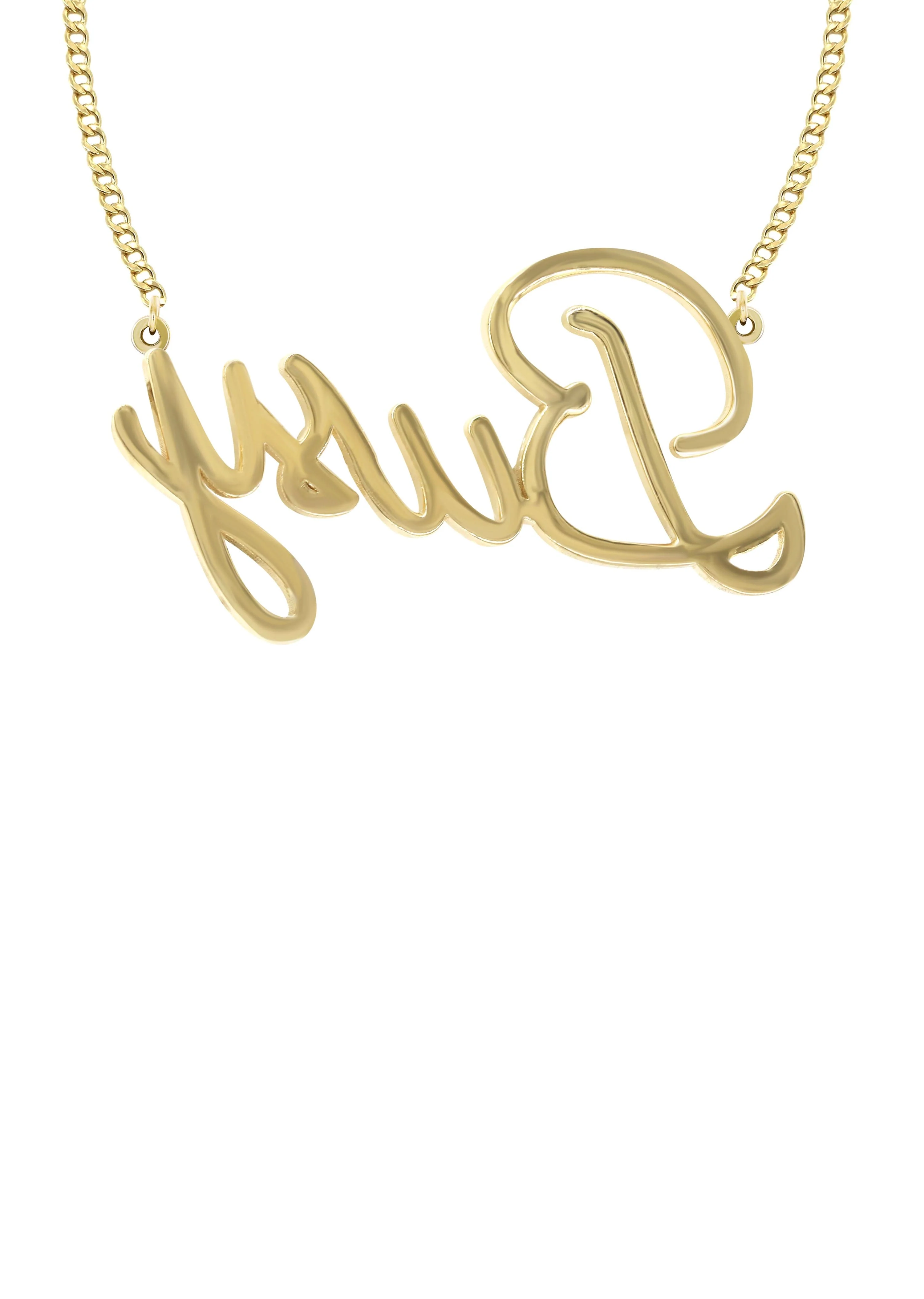 14K Gold Full Diamond Script Name Plate Necklace | Style #62 - Image 2