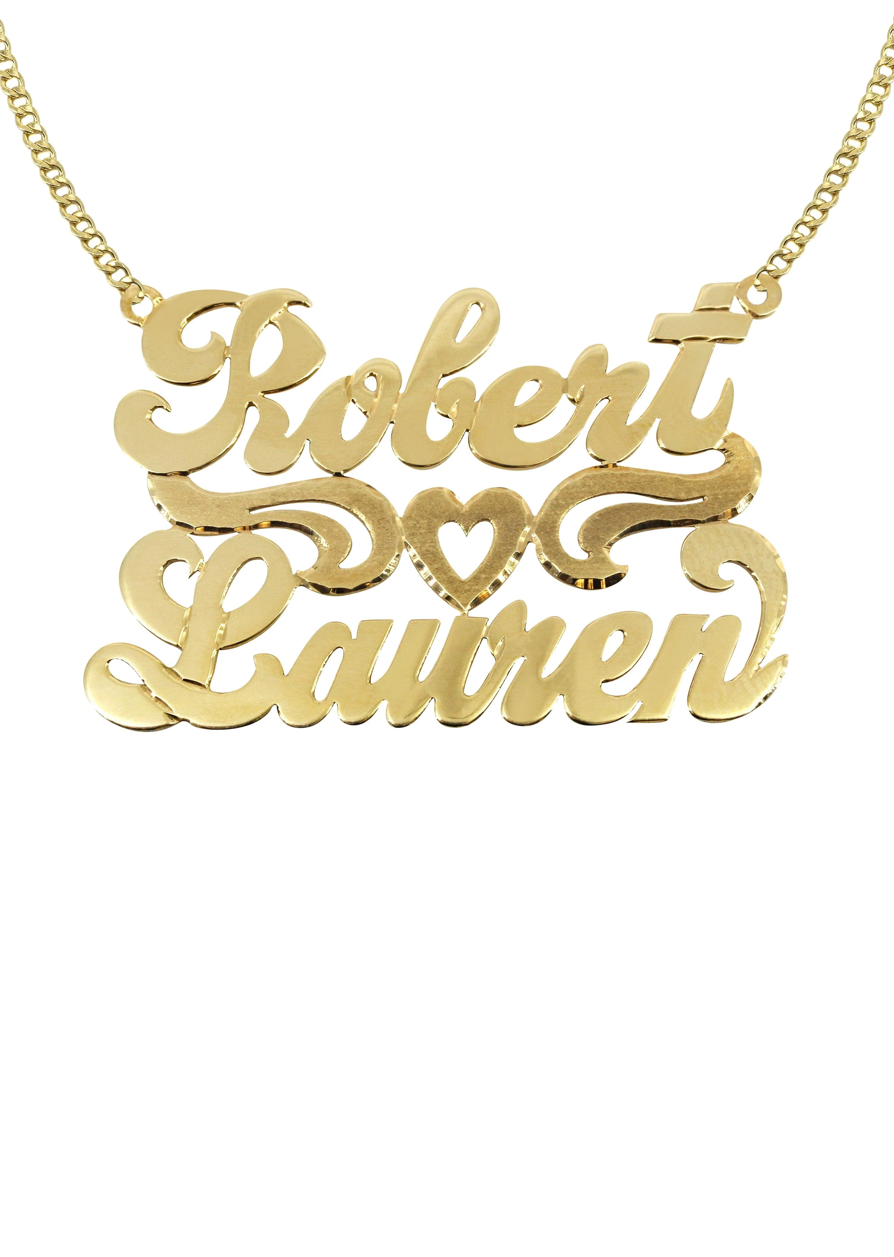 14K Gold Couple Names Name Plate Necklace | Style #40